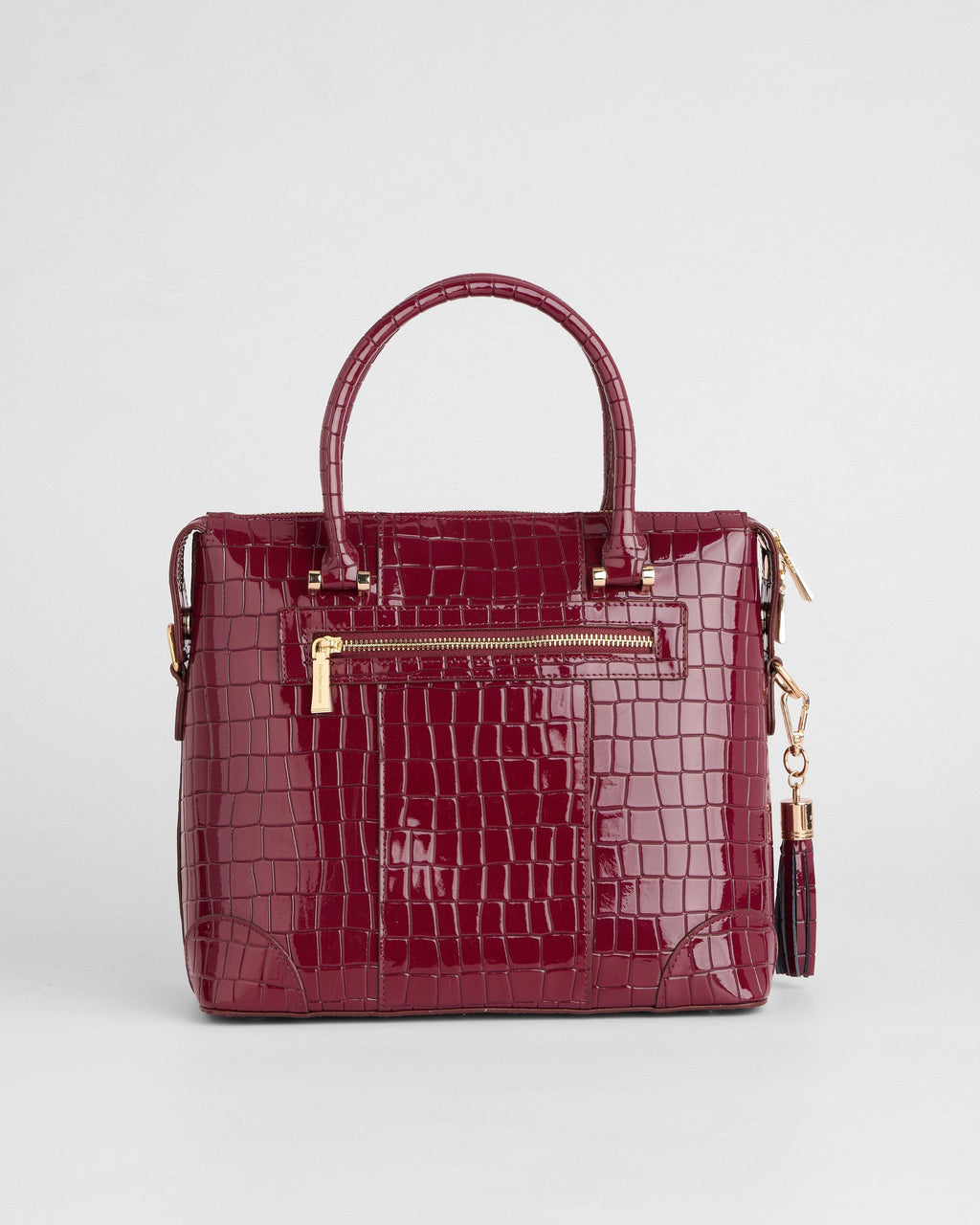 Pom Pom London Greenwich Bag Croc Patent Claret