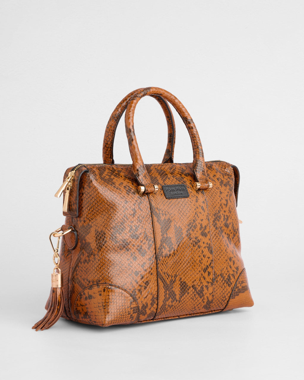 Pom Pom London Greenwich Bag Snake Effect Brown