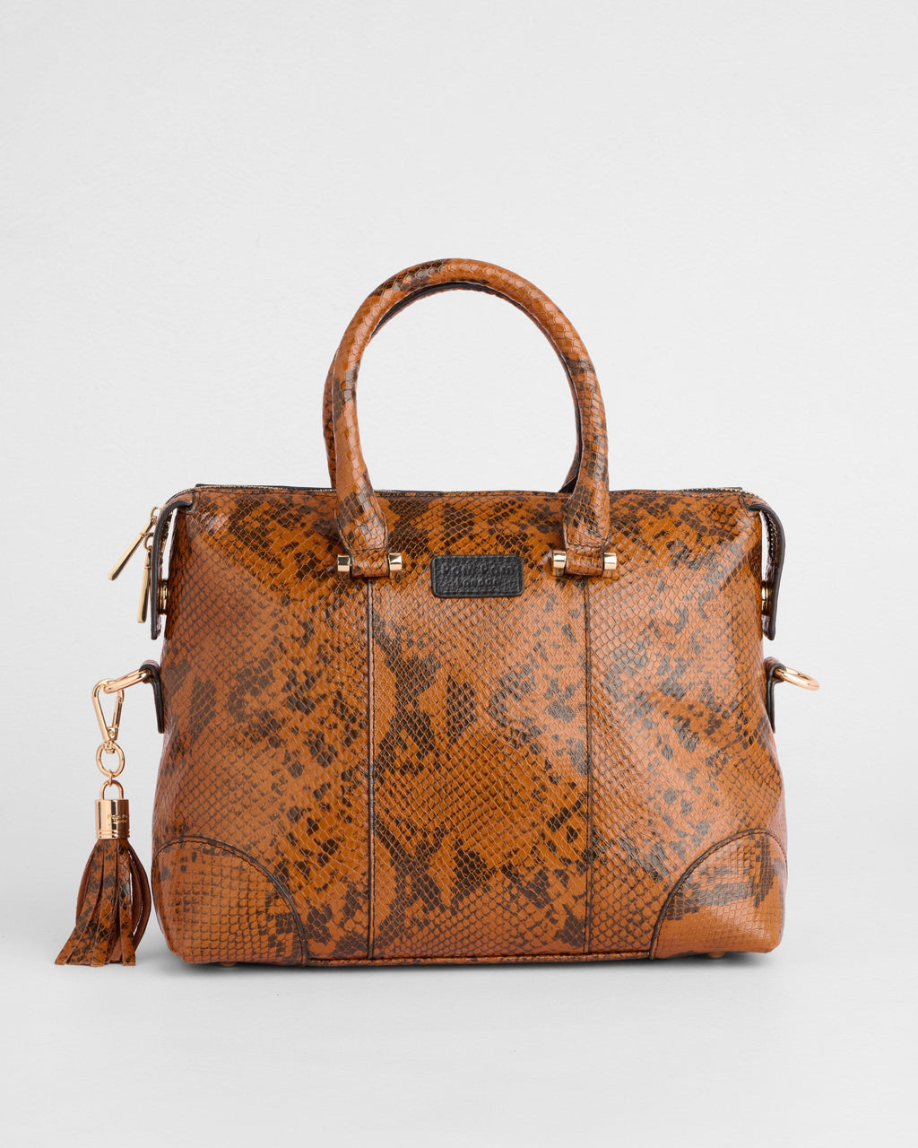 Pom Pom London Greenwich Bag Snake Effect Brown