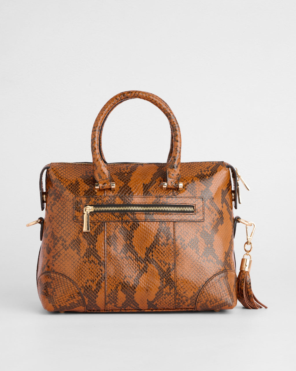 Pom Pom London Greenwich Bag Snake Effect Brown