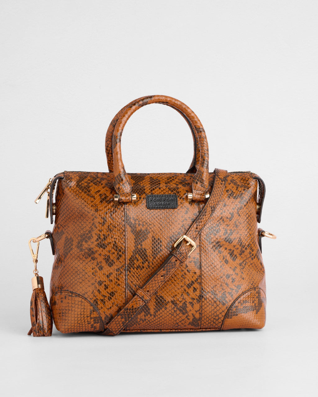 Pom Pom London Greenwich Bag Snake Effect Brown