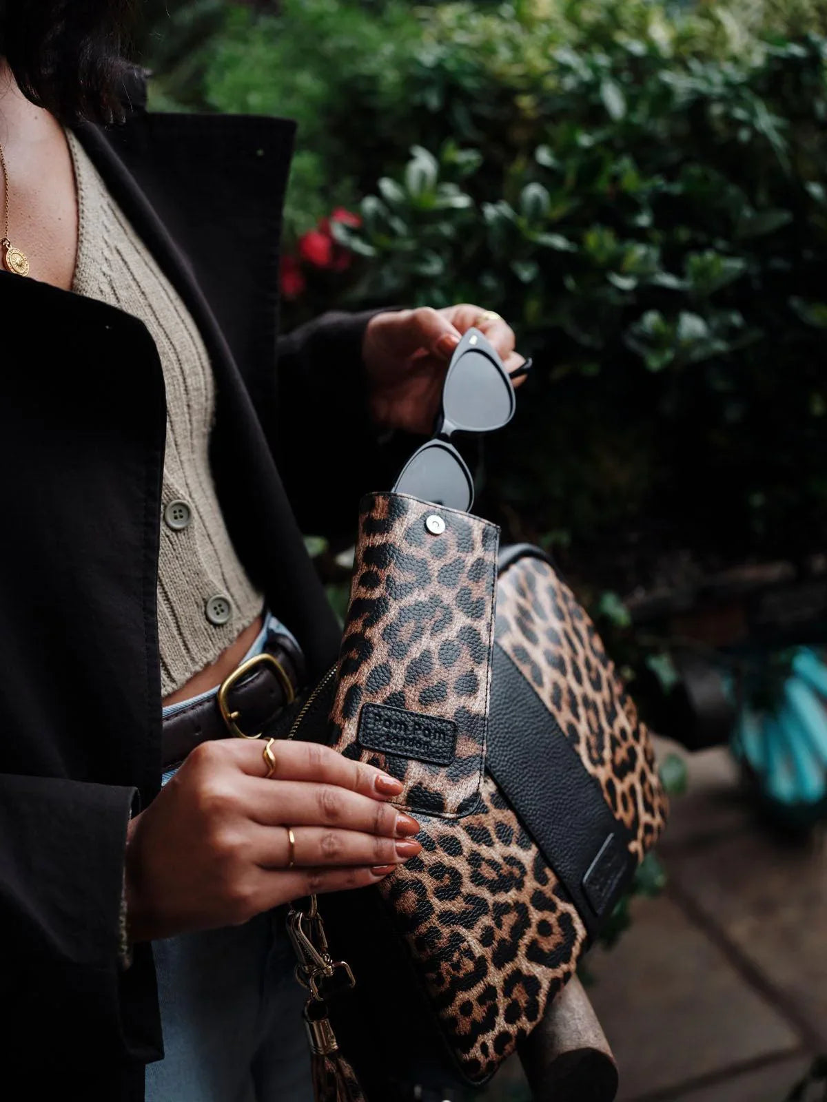 Grosvenor Glasses Case Leopard Print Black