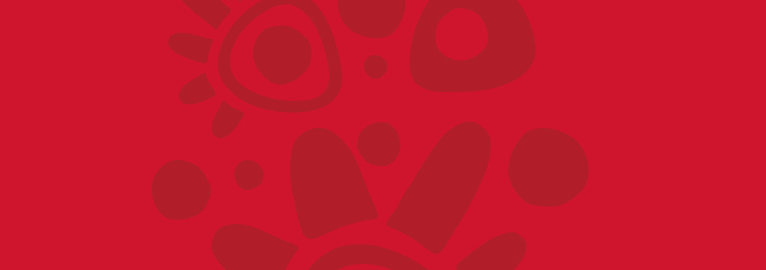 Red background with abstract black shapes