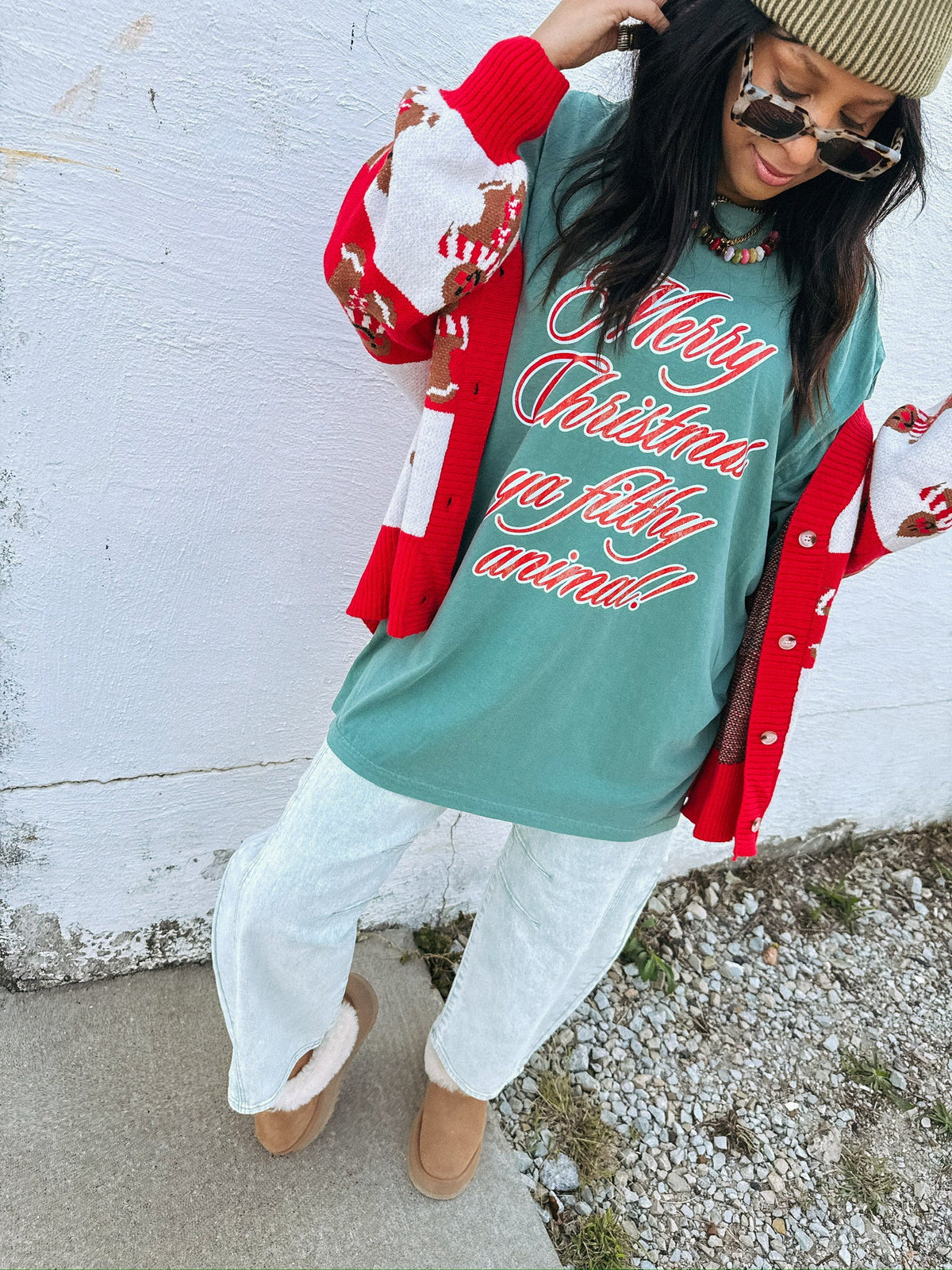 Ya Filthy Animal Graphic Tee - Green / Red 3
