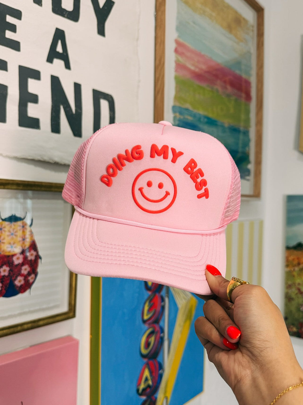 Doing My Best Trucker Hat - Pink 3