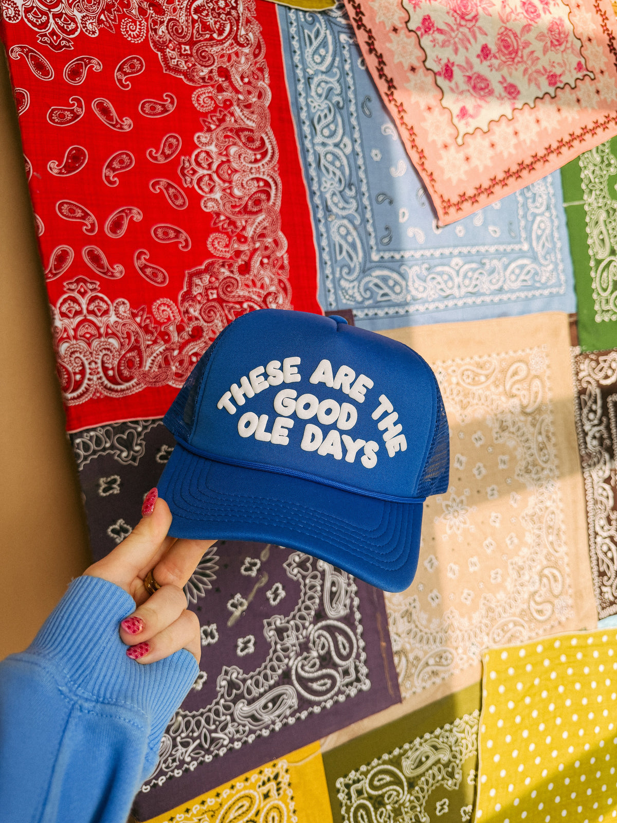 These Are the Good Ole Days Trucker Hat - Blue