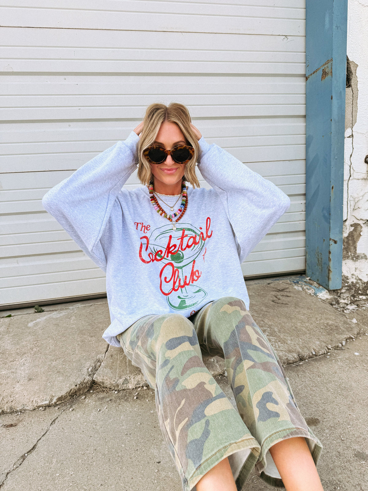 Christmas Cocktail Club Sweatshirt - Ash