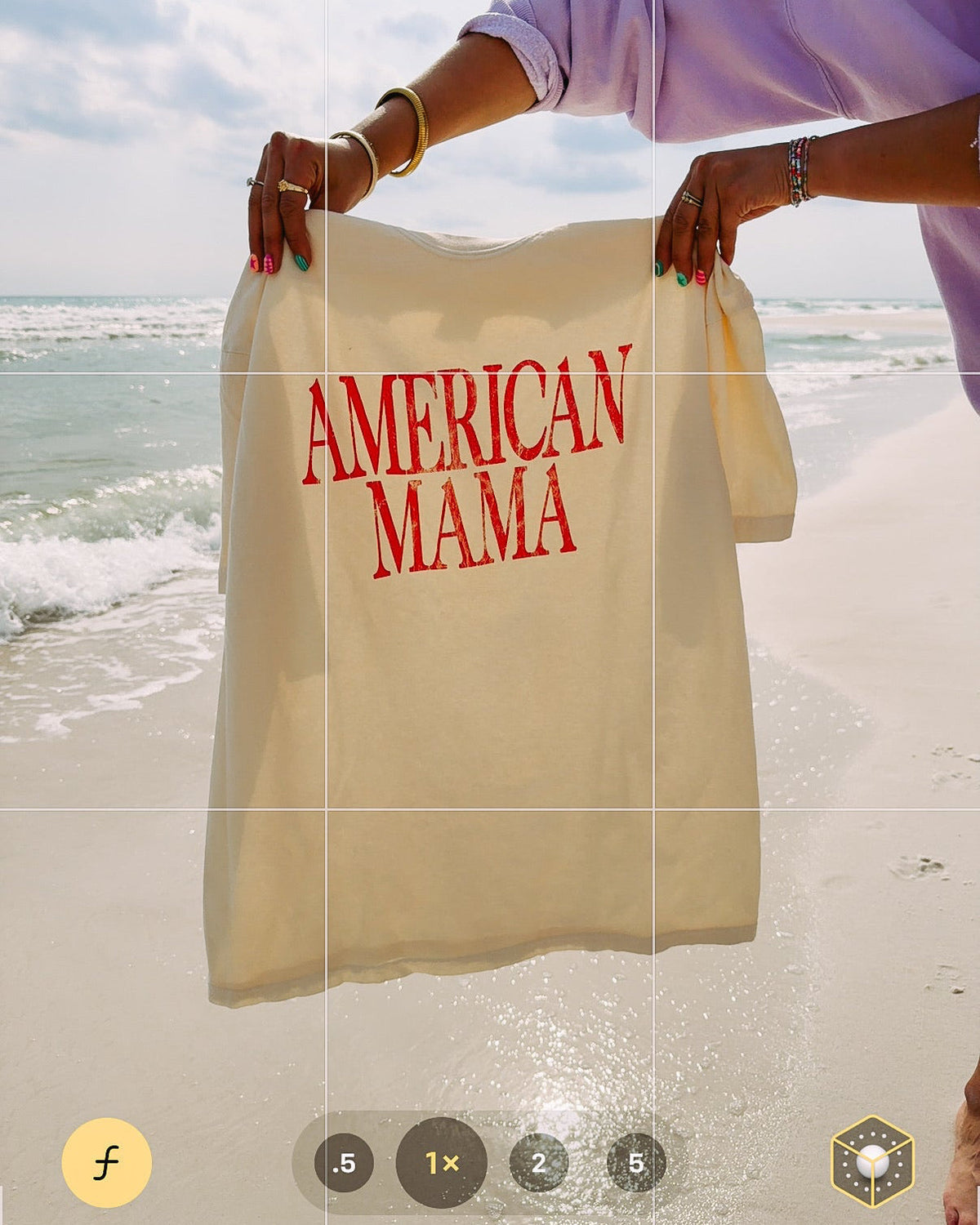 American Mama Graphic Tee - Ivory / Red