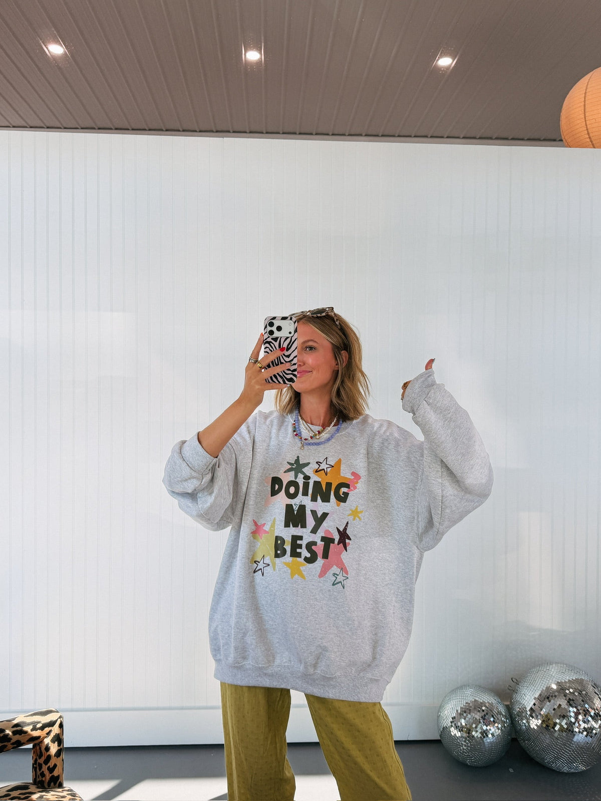 Doing My Best Star Sweatshirt - Ash 2