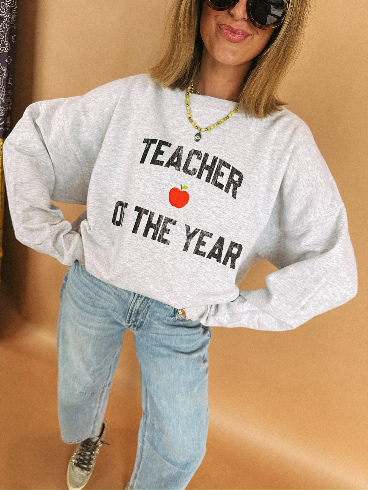 Teacher of the Year Sweatshirt - Hanes / Ash