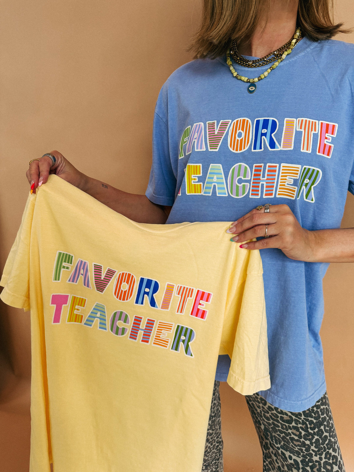 Favorite Teacher Graphic Tee - Denim Blue
