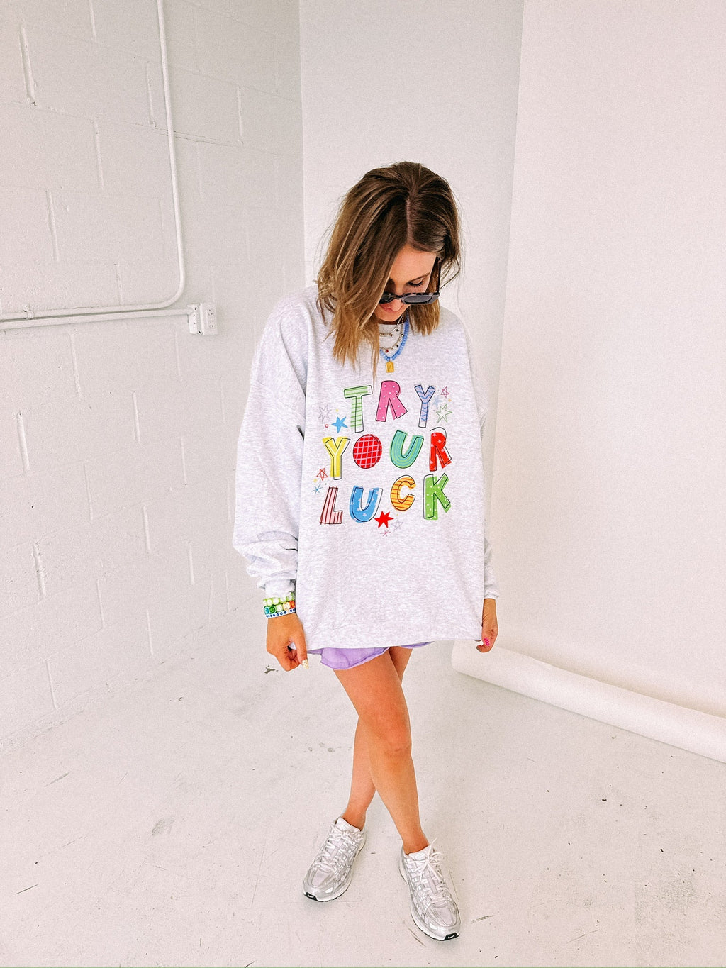 Try Your Luck Sweatshirt - Hanes / Ash