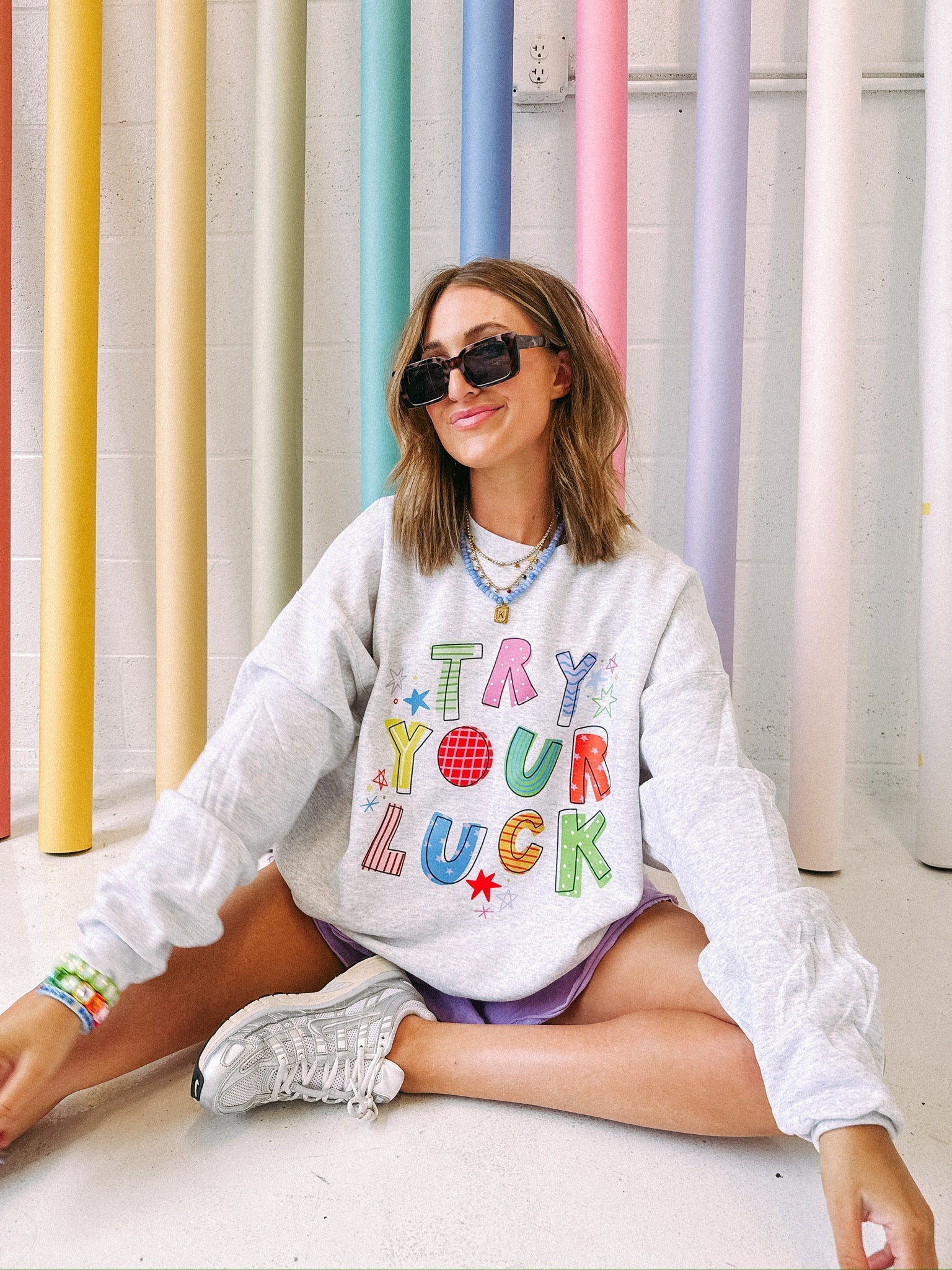 Try Your Luck Sweatshirt - Hanes / Ash