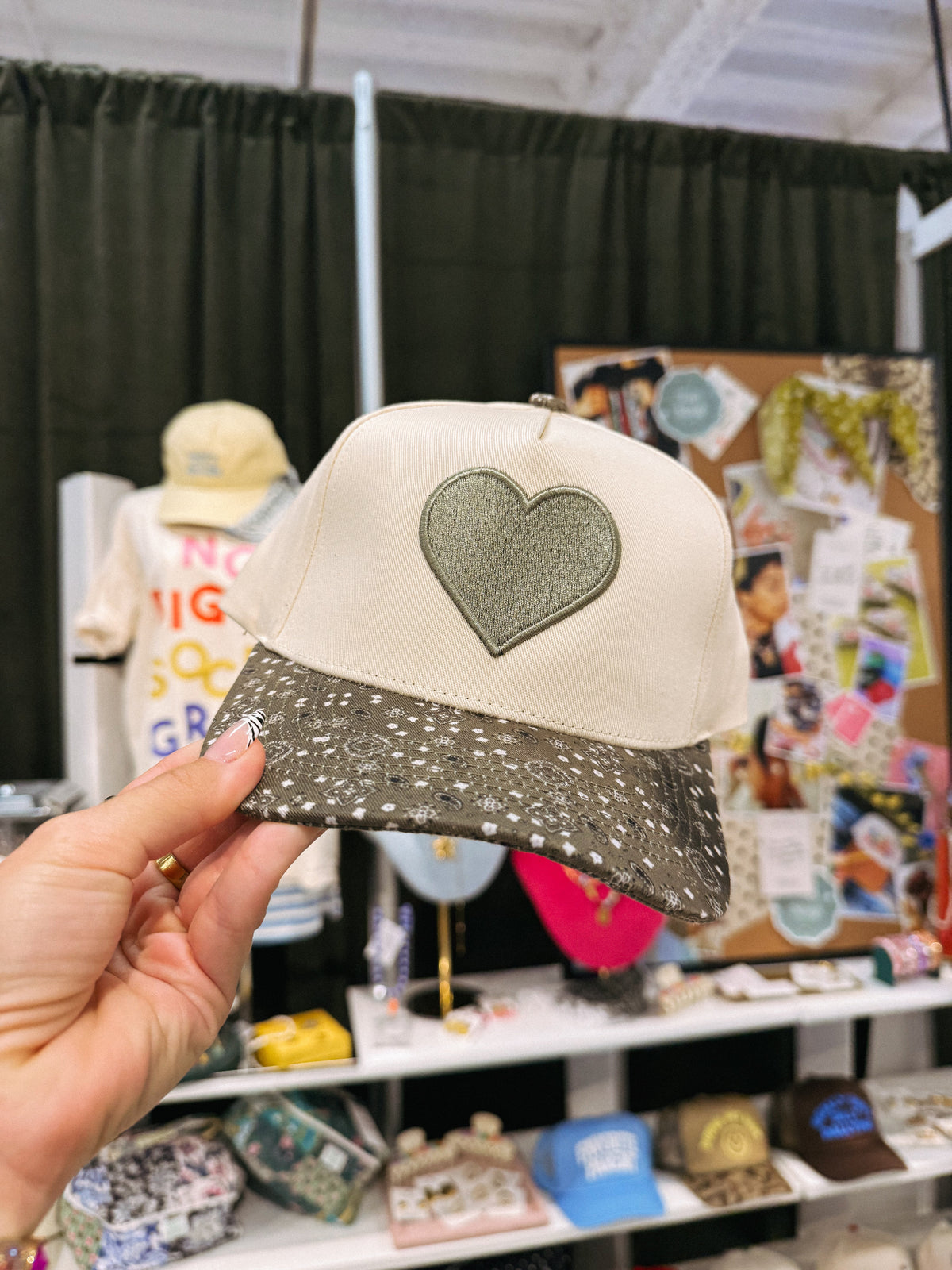 Bandana Heart Trucker Hat - Green