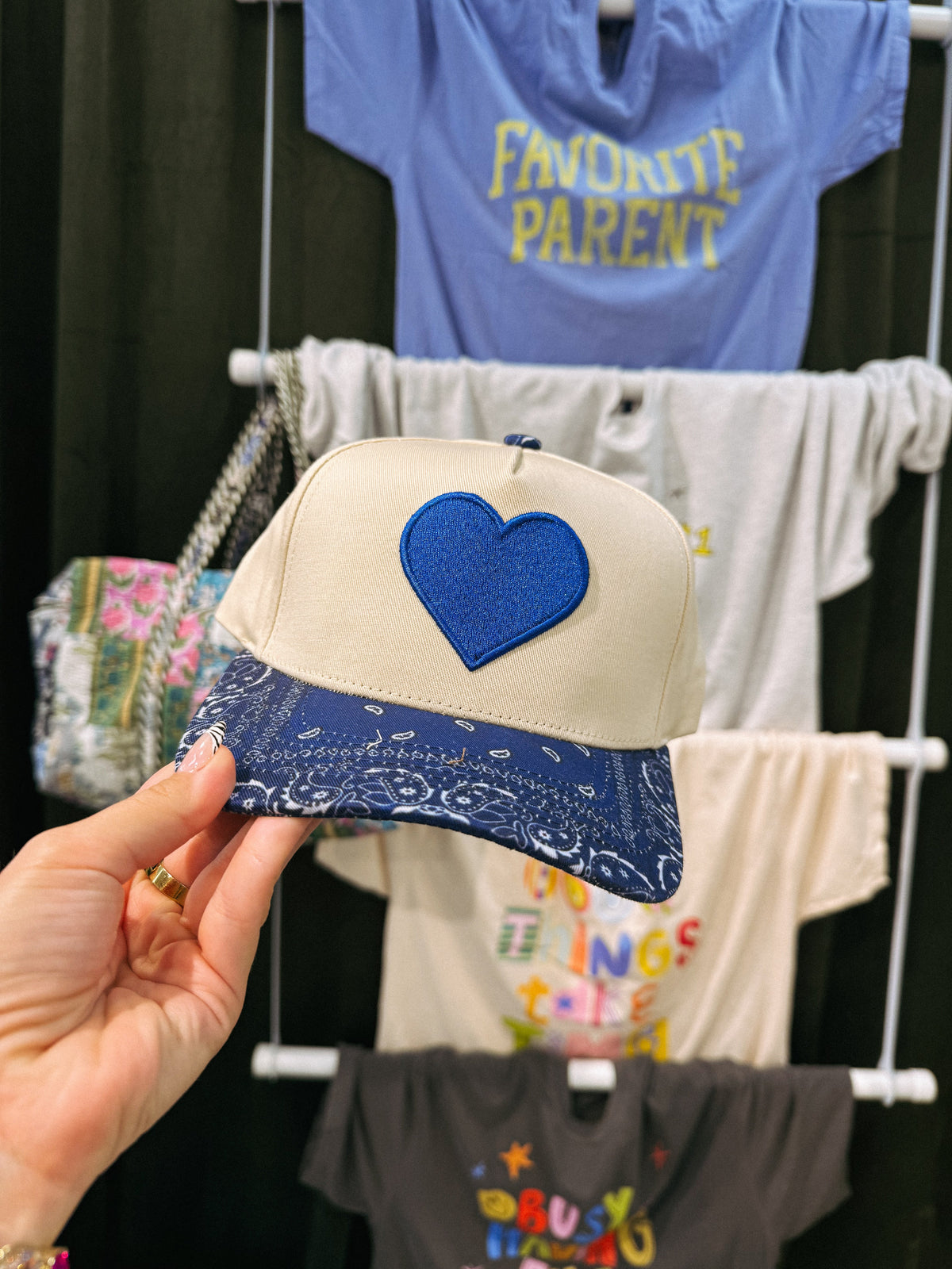 Bandana Heart Trucker Hat - Blue