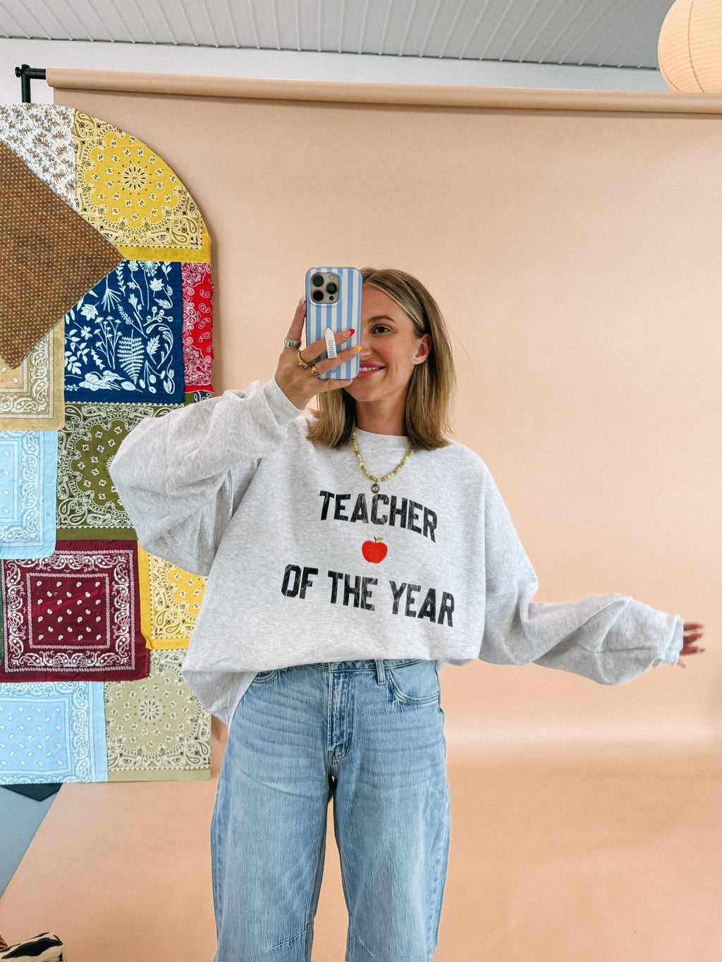 Teacher of the Year Sweatshirt - Hanes / Ash