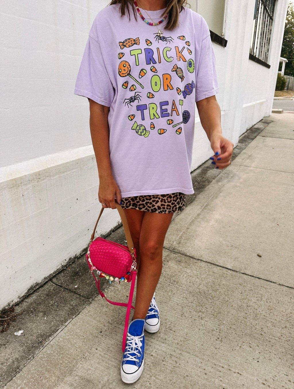 Trick or Treat Graphic Tee - Lavender