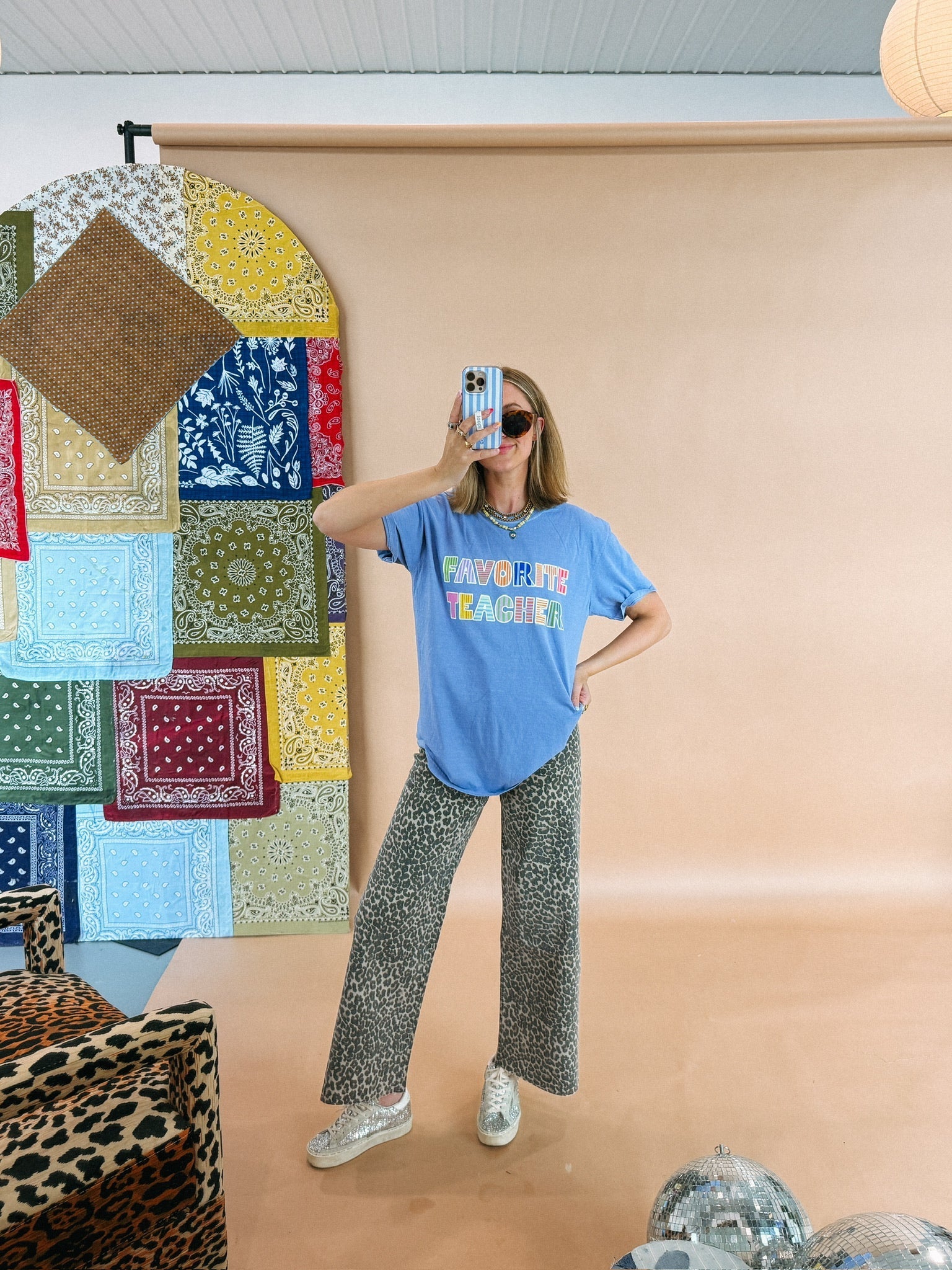 Favorite Teacher Graphic Tee - Denim Blue