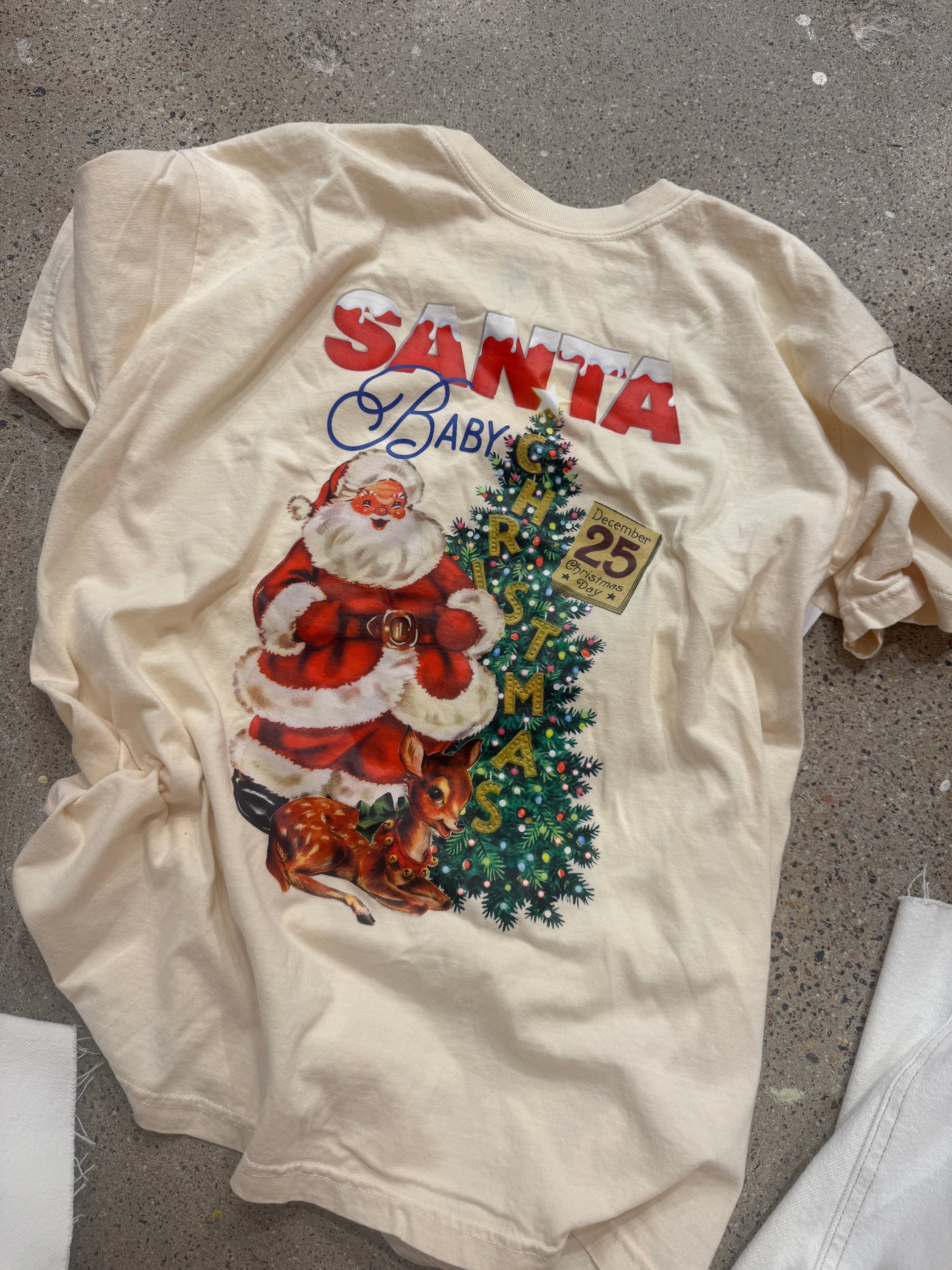 vintage santa baby graphic tee - ivory