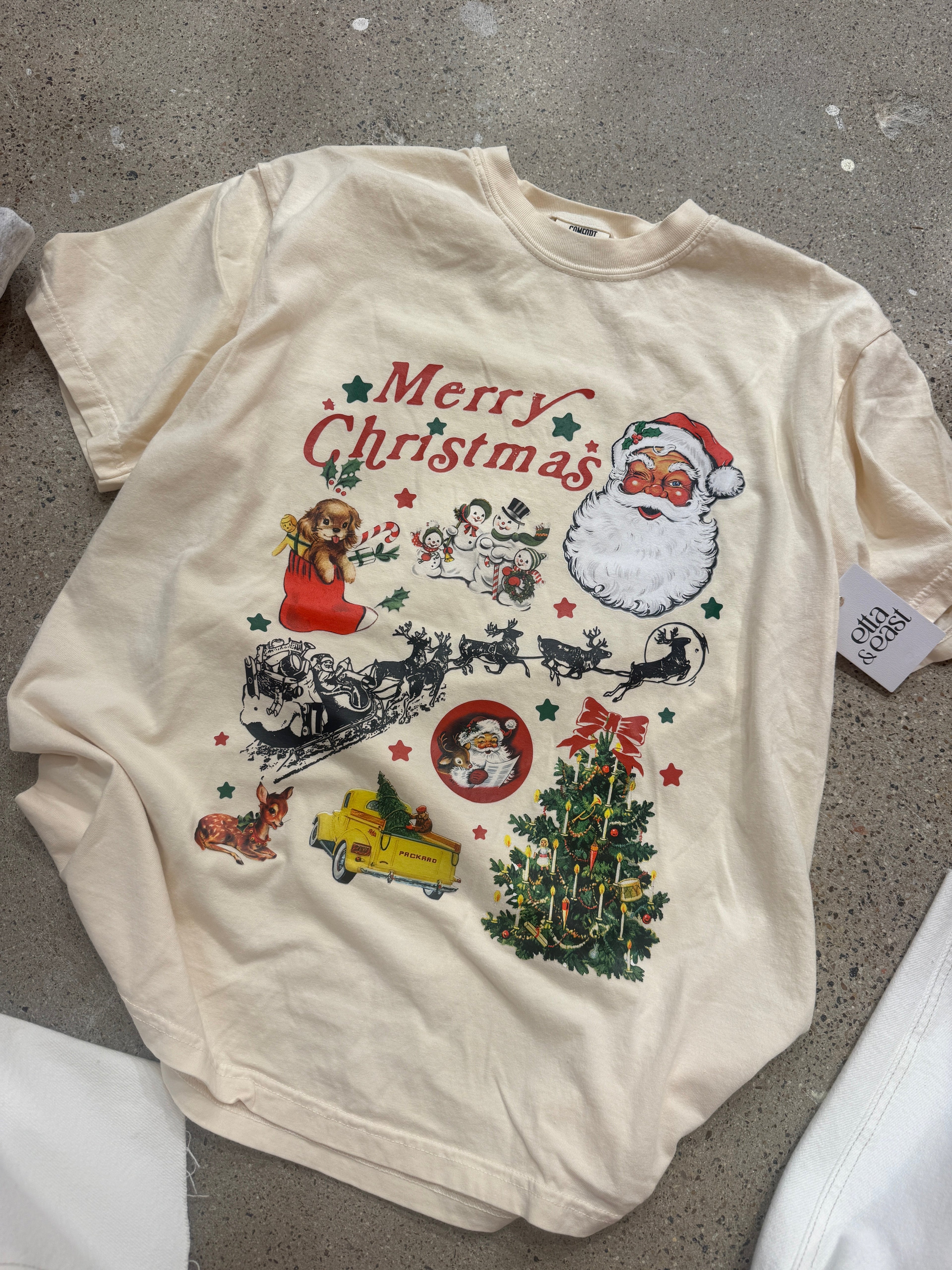 santa's sleigh graphic tee - ivory