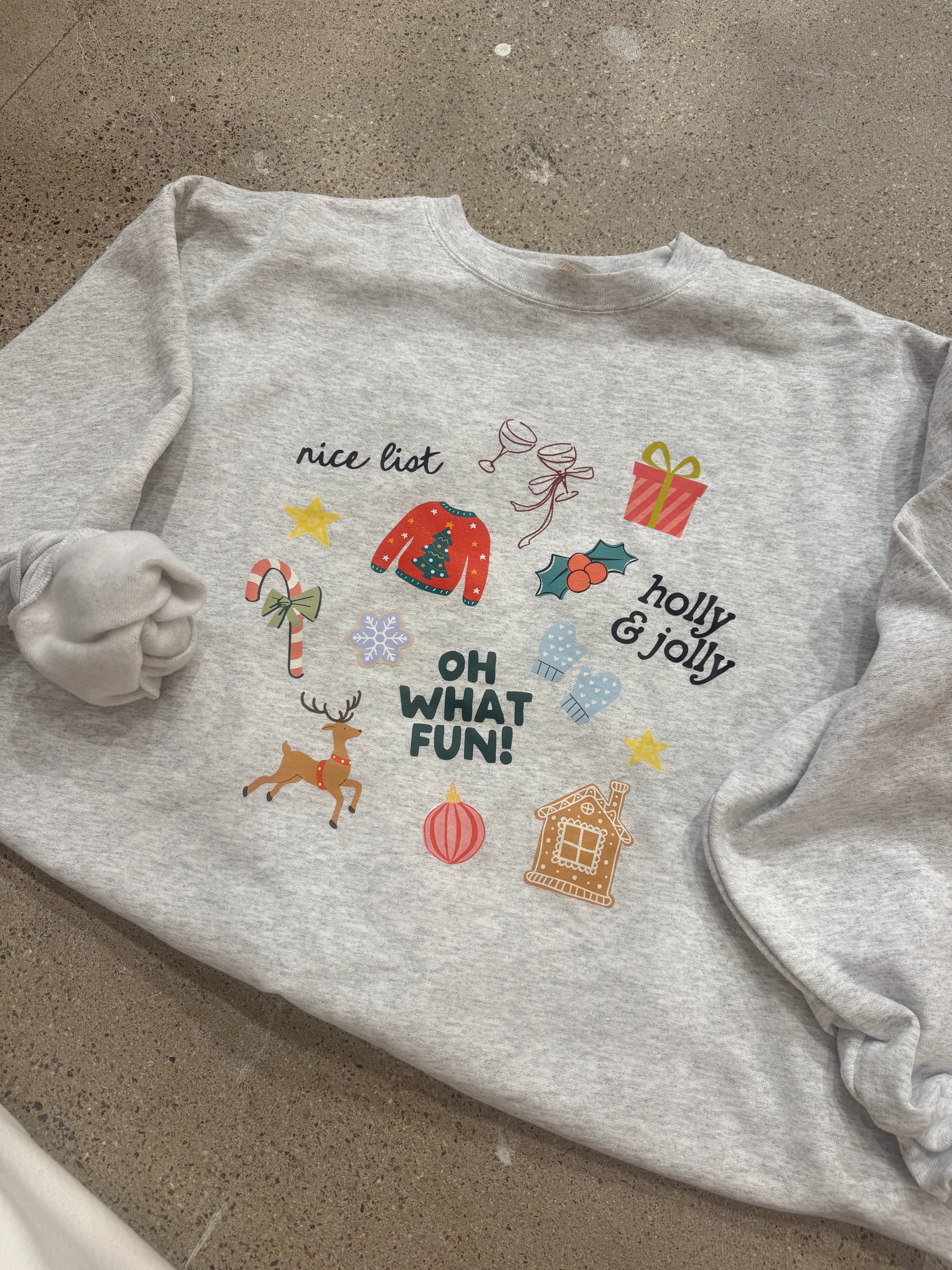 oh what fun sweatshirt - hanes / ash