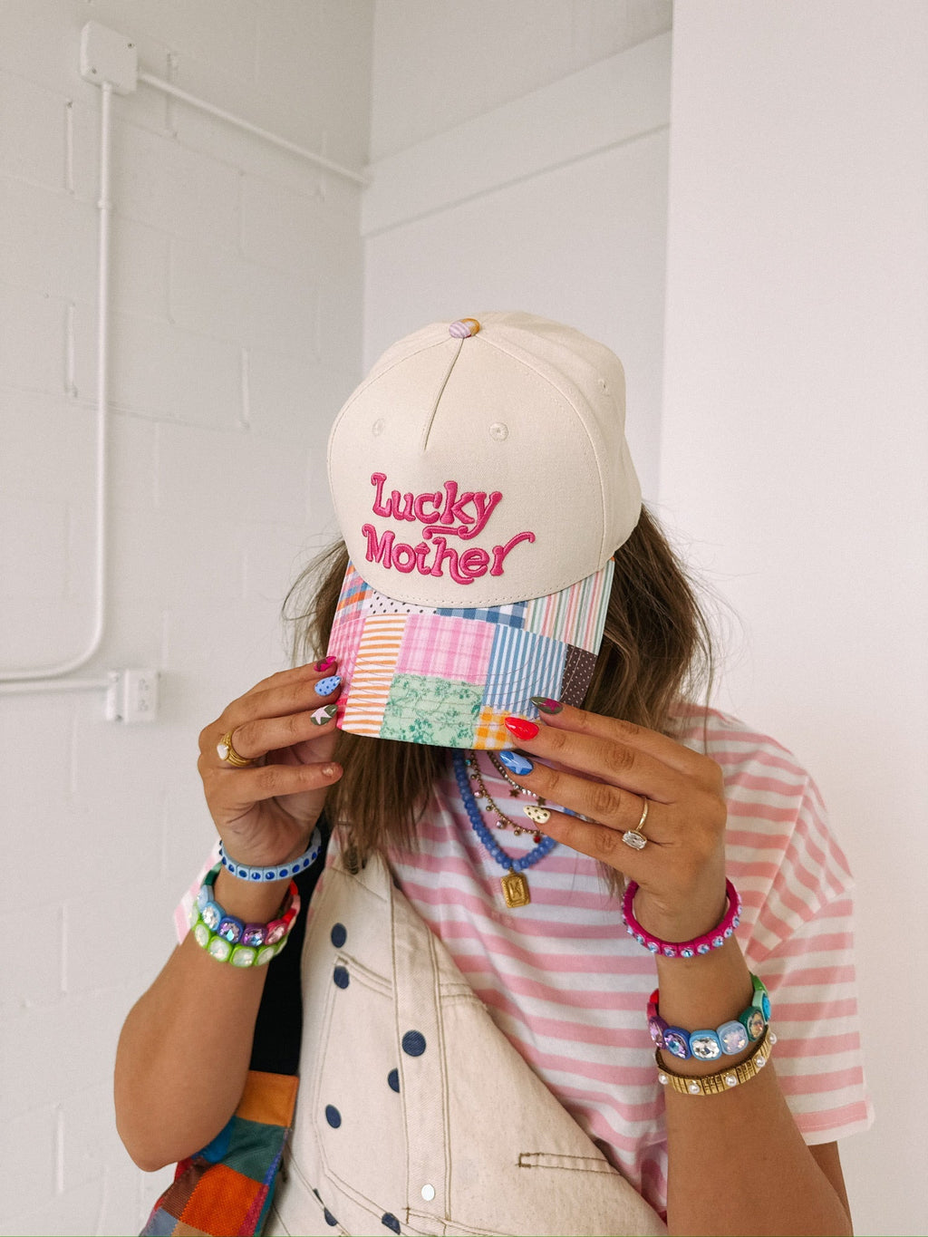 Lucky Mother Trucker Hat - Cream / Patchwork
