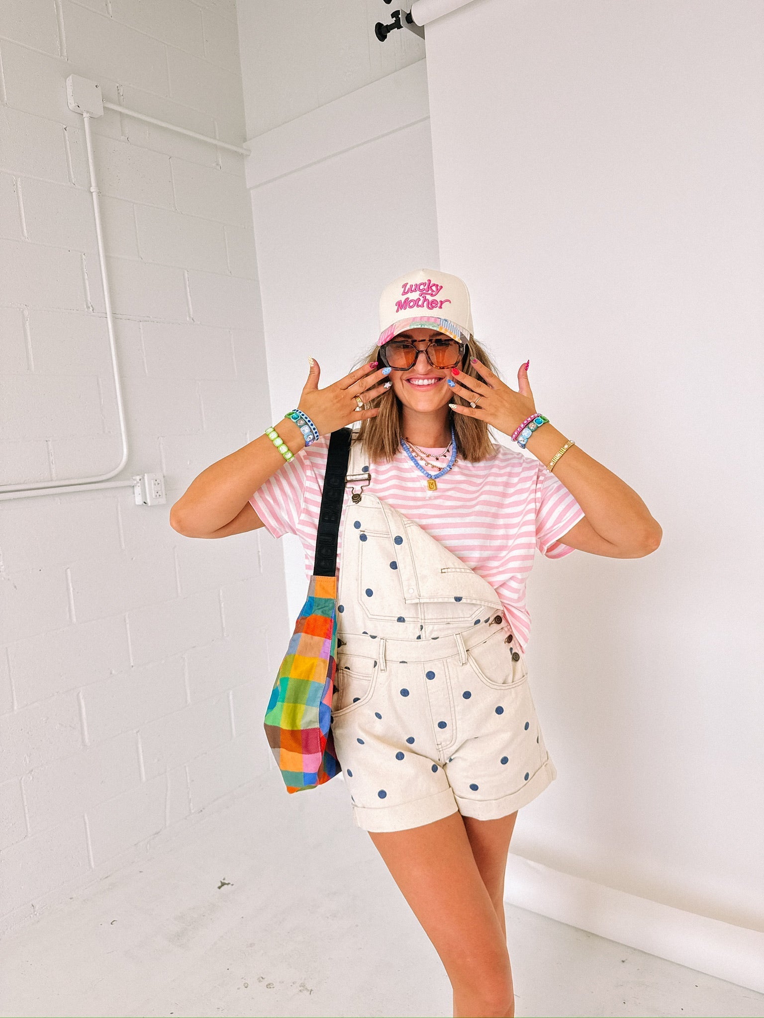 Lucky Mother Trucker Hat - Cream / Patchwork