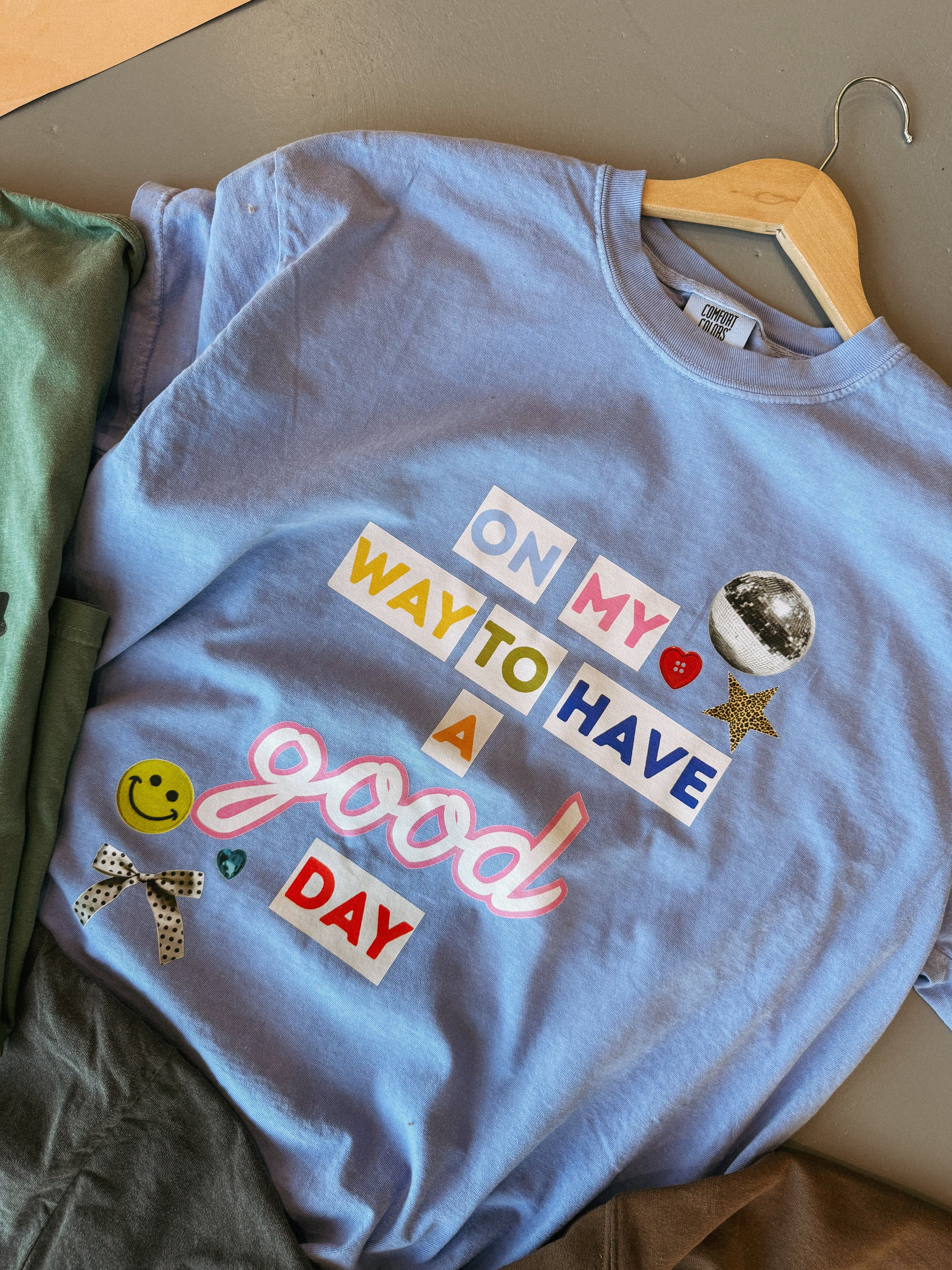 On My Way to a Good Day Graphic Tee - Light Blue