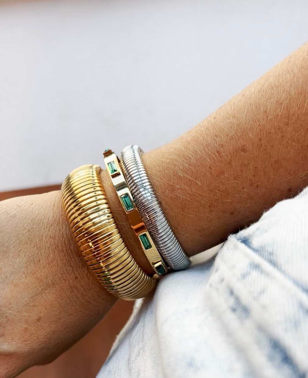 Baia Thick Coil Bangle Bracelet || Choose Color