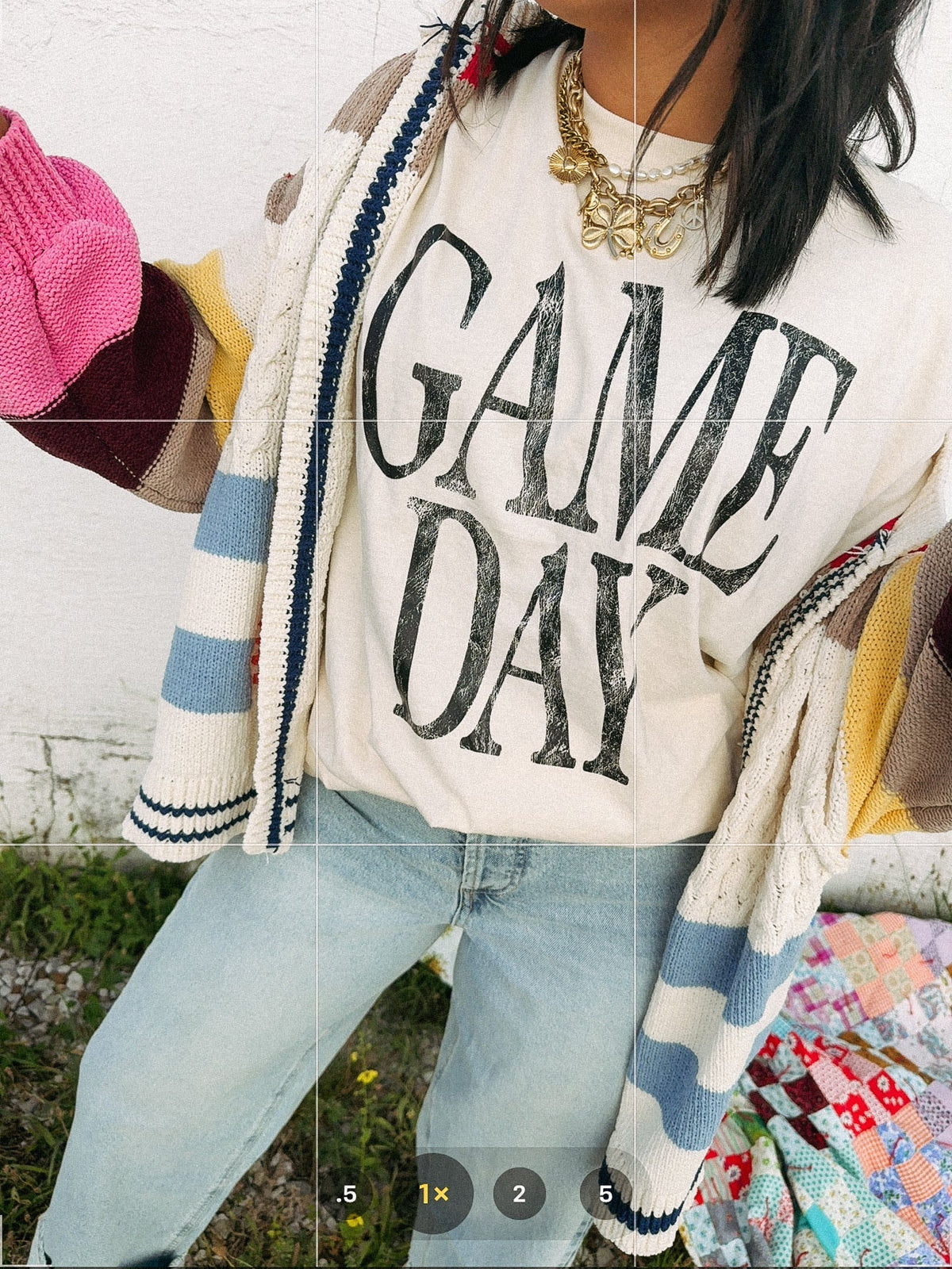 Game Day Graphic Tee- Ivory / Black
