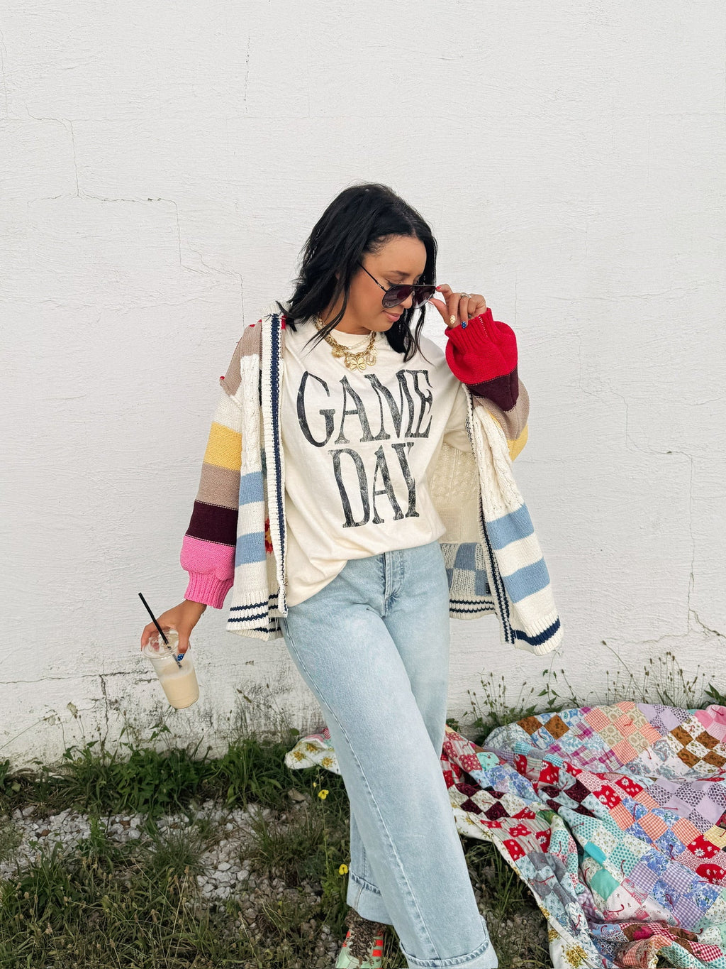 Game Day Graphic Tee- Ivory / Black