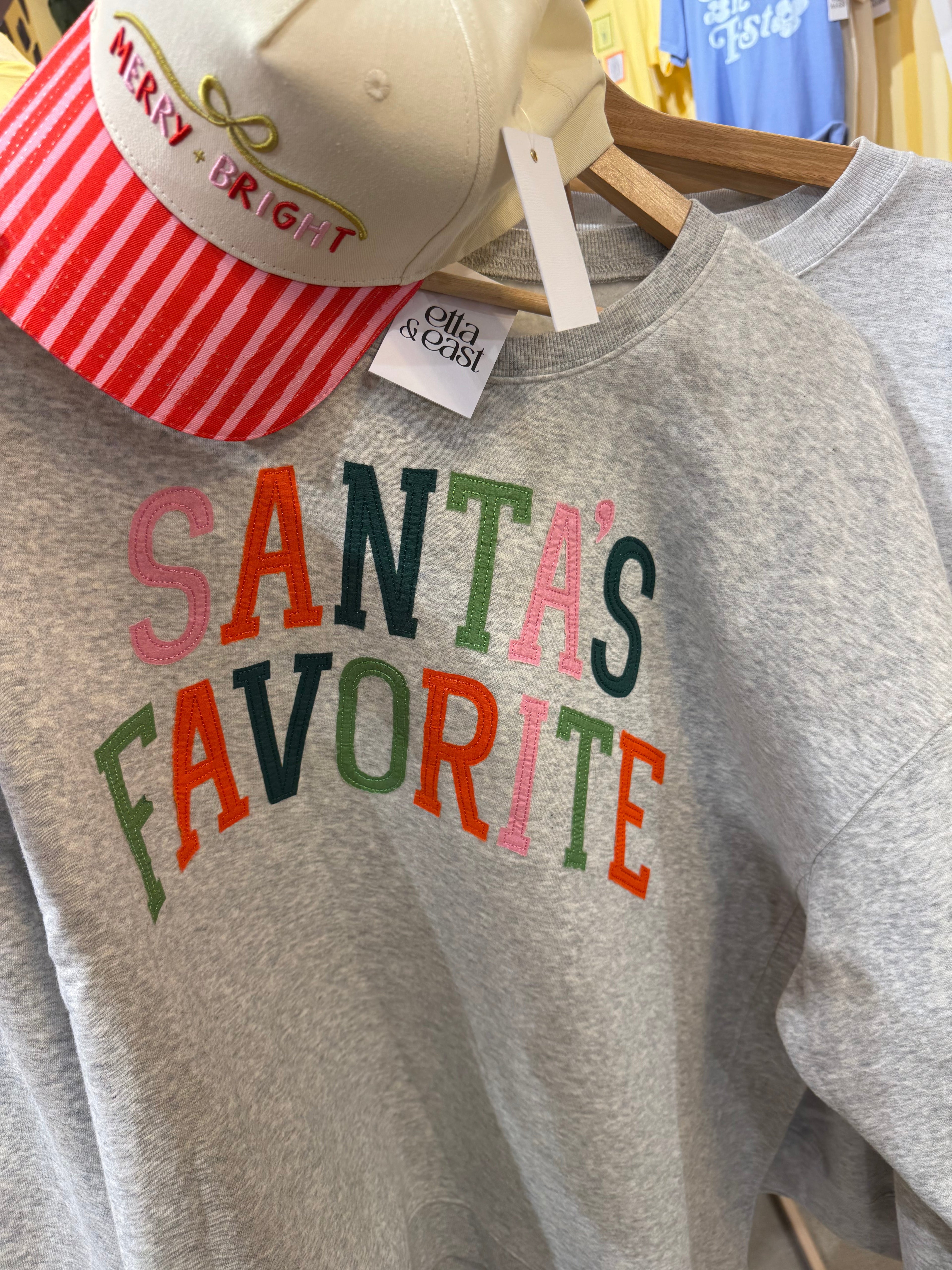 santa's favorite embroidered sweatshirt