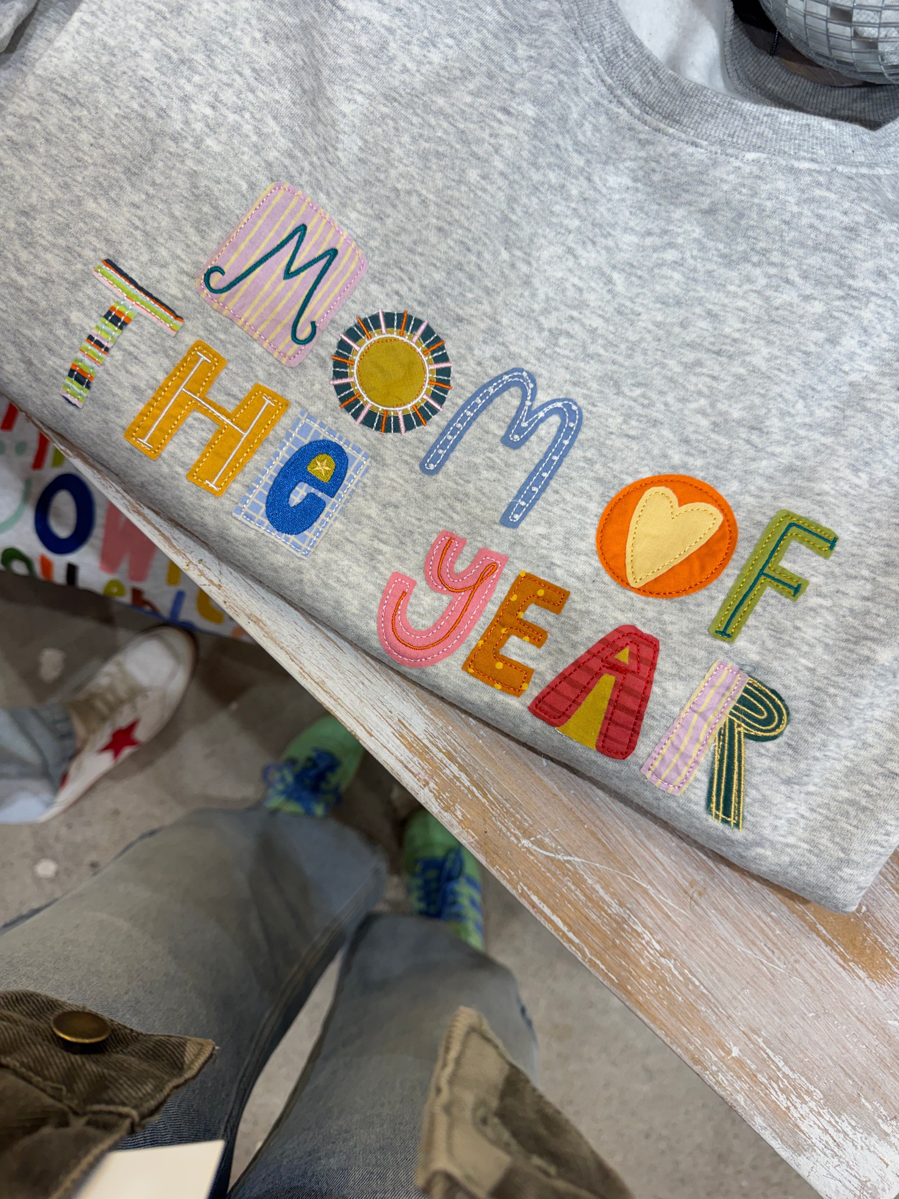 mom of the year embroidered sweatshirt