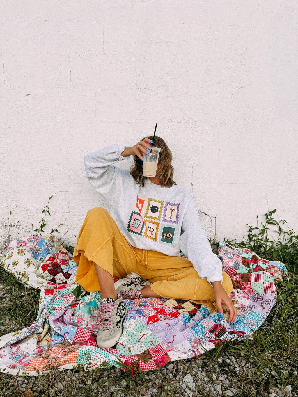 Spooky Stamps Sweatshirt - Hanes / Ash