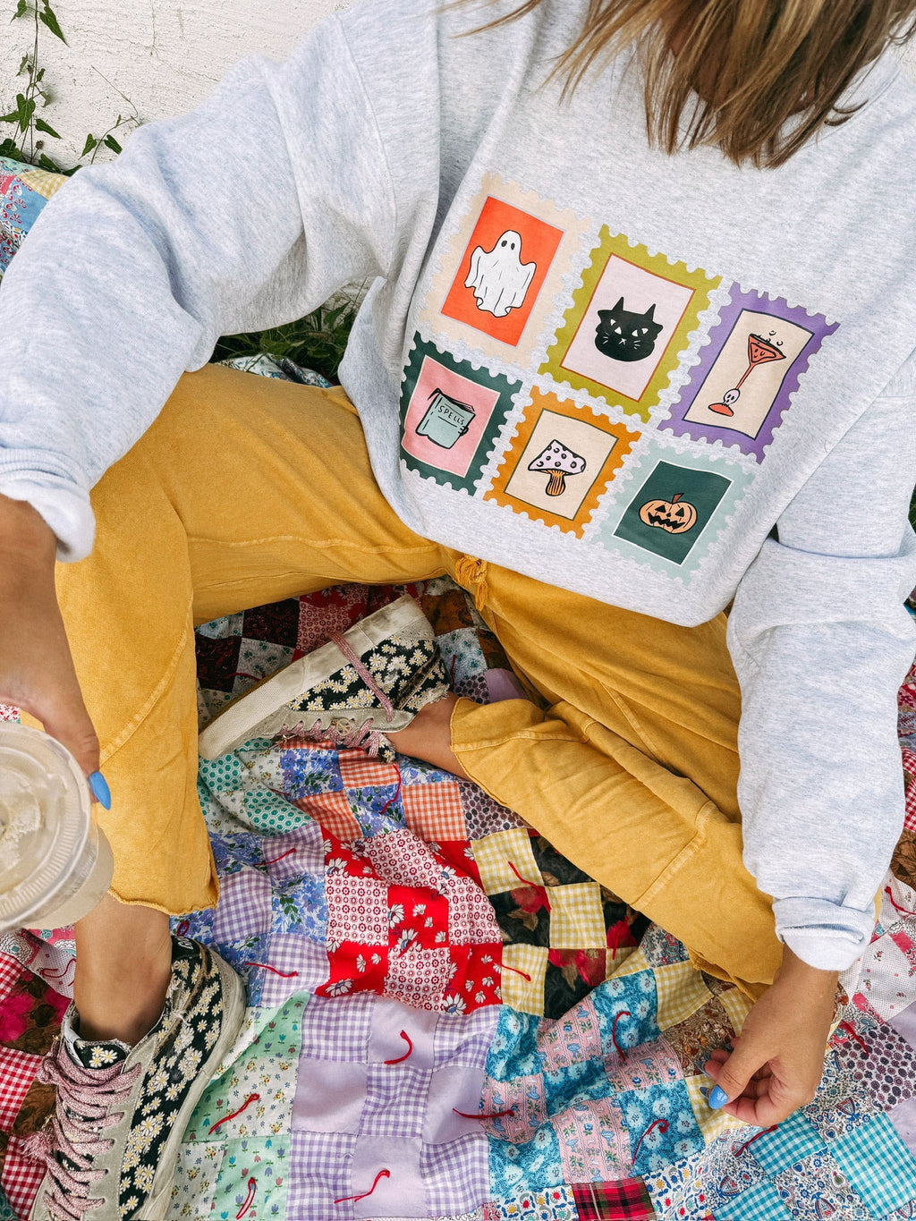 Spooky Stamps Sweatshirt - Hanes / Ash