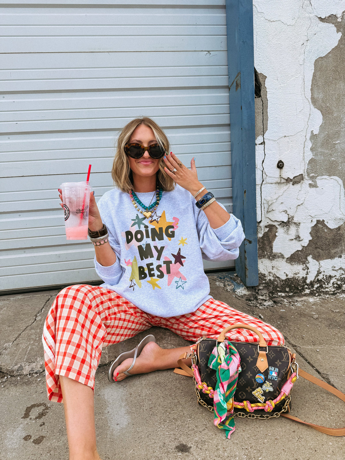 Doing My Best Star Sweatshirt - Ash 5