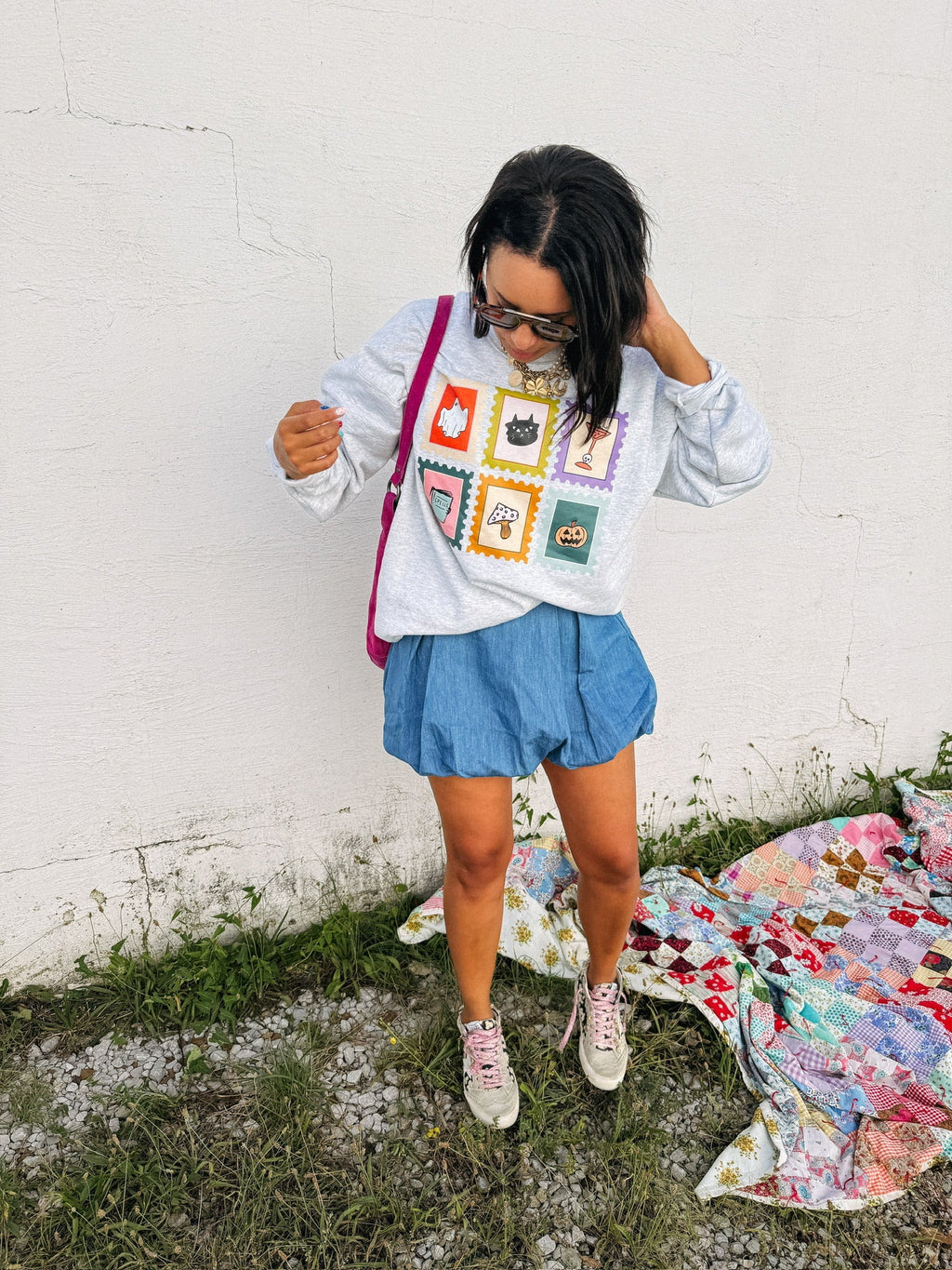 Spooky Stamps Sweatshirt - Hanes / Ash