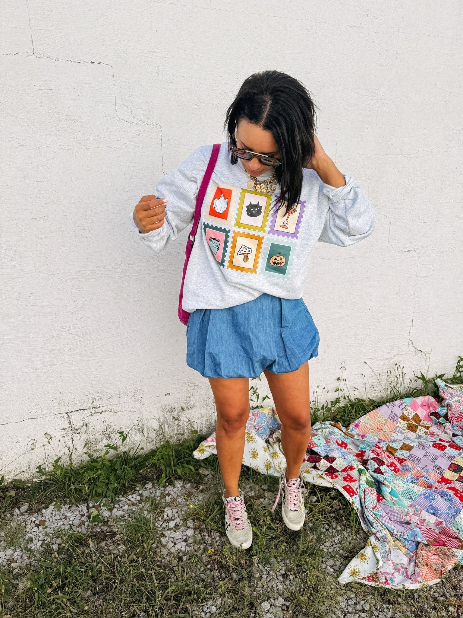 Spooky Stamps Sweatshirt - Hanes / Ash