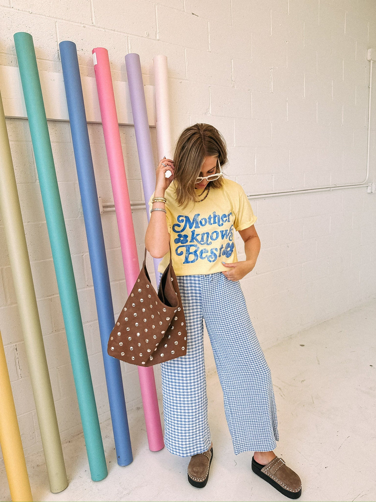 Mother Knows Best Graphic Tee - Butter Yellow / Blue