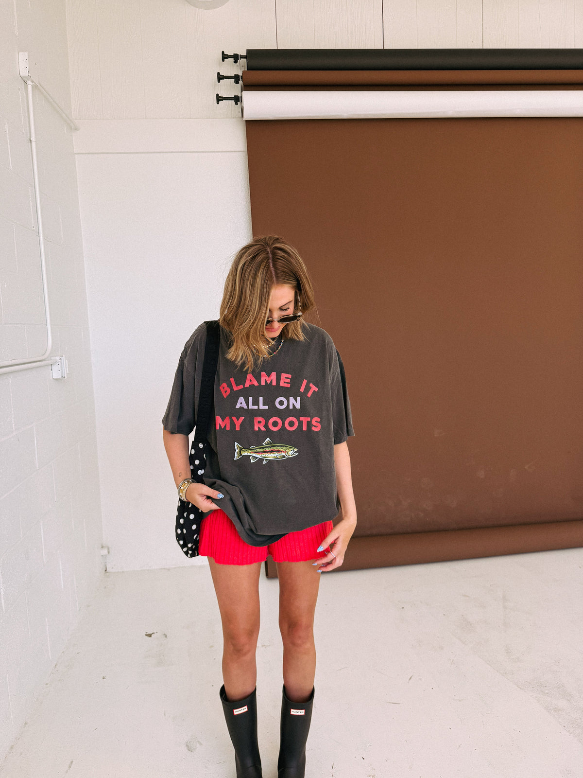 Blame it on My Roots Graphic Tee - Charcoal