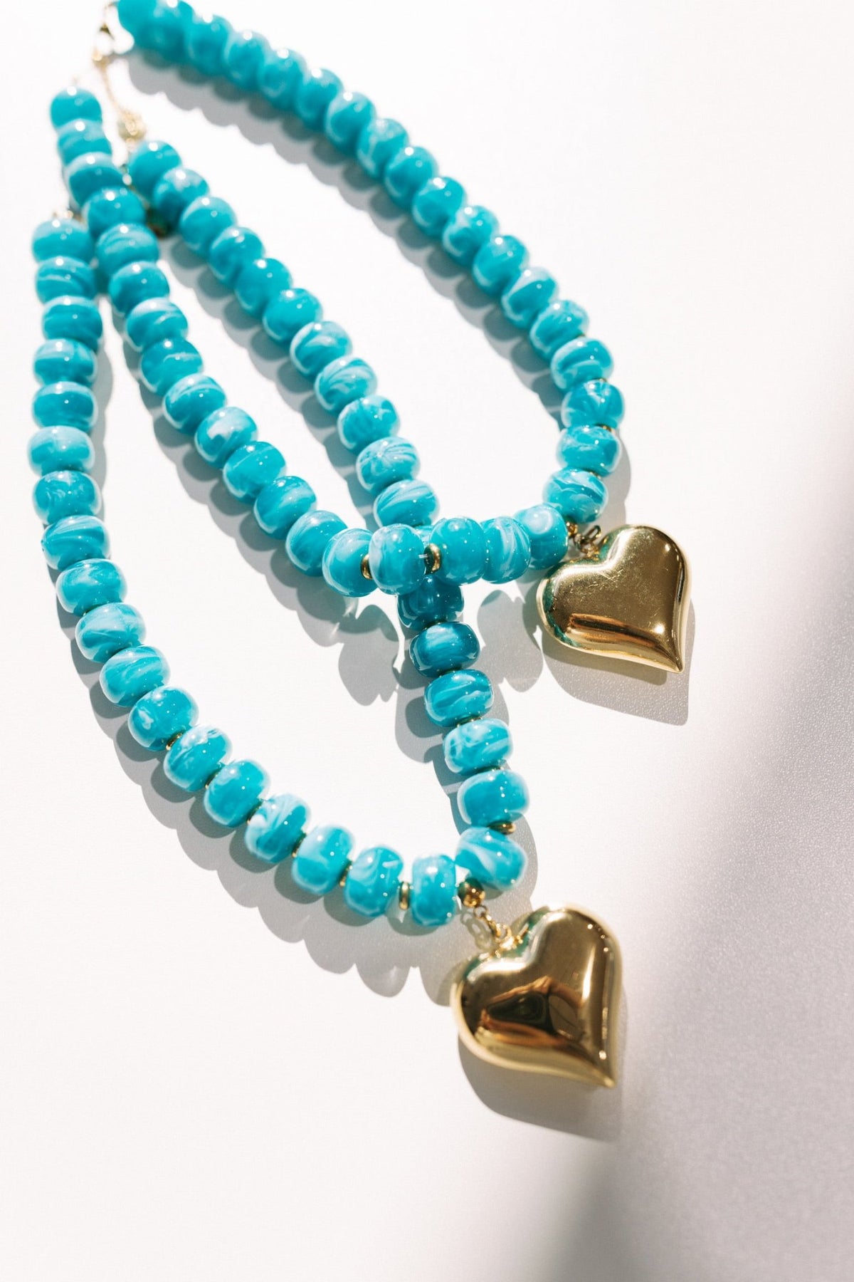 Love Bomb Beaded Heart Necklace - Teal 2