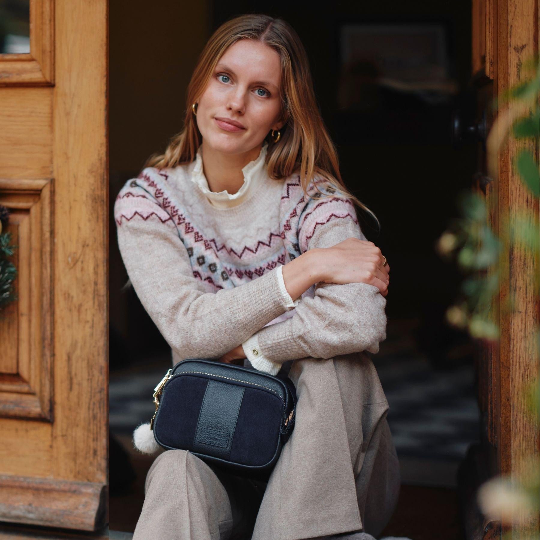 Original Suede & Leather Bag Navy
