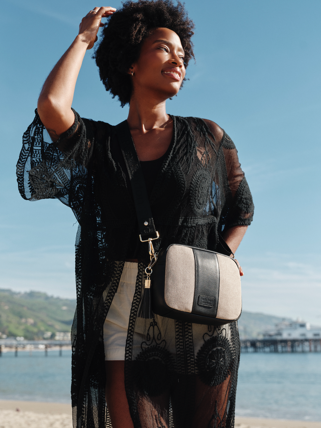Pom Pom London City Canvas & Leather Bag Black