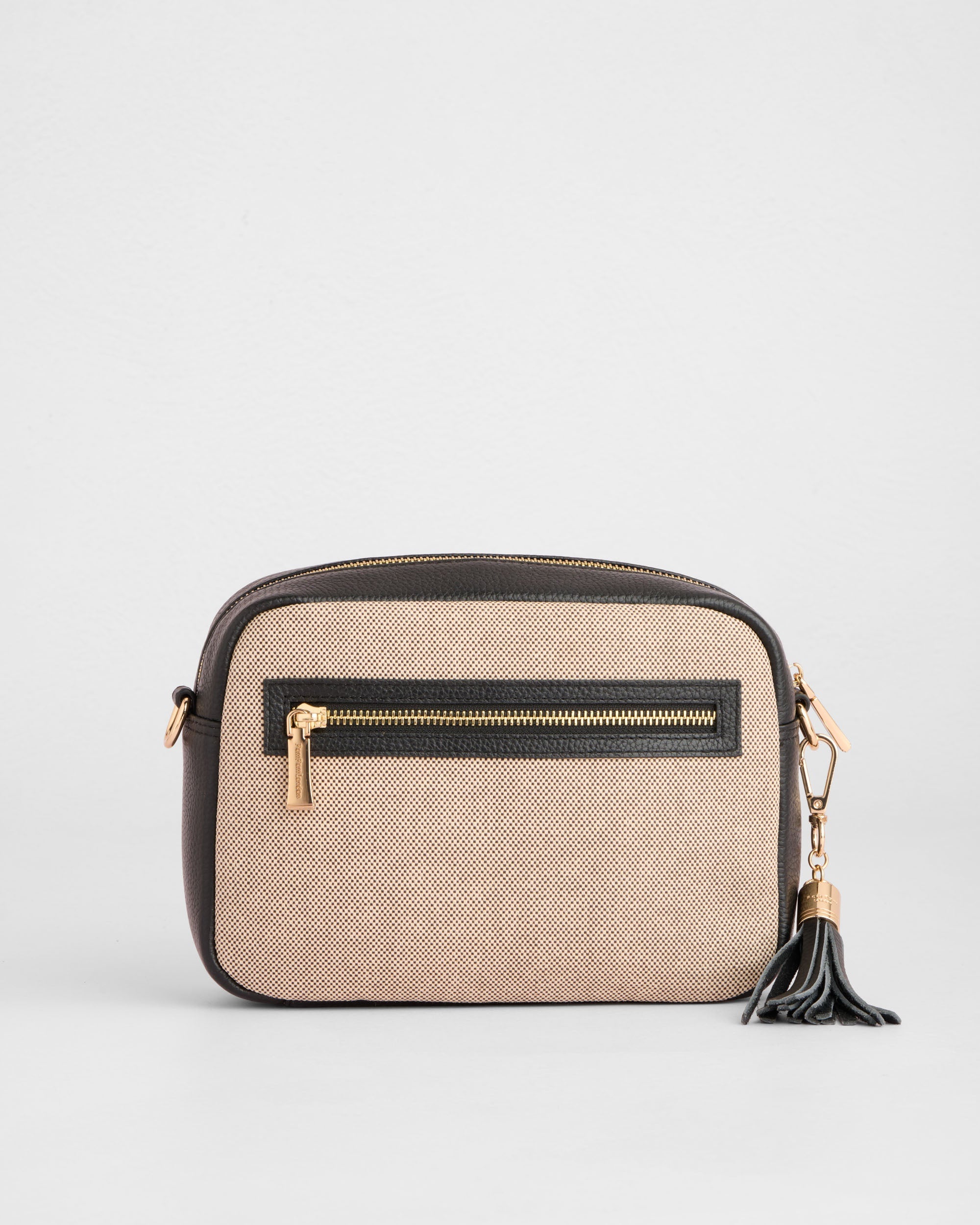 Pom Pom London City Canvas & Leather Bag Black