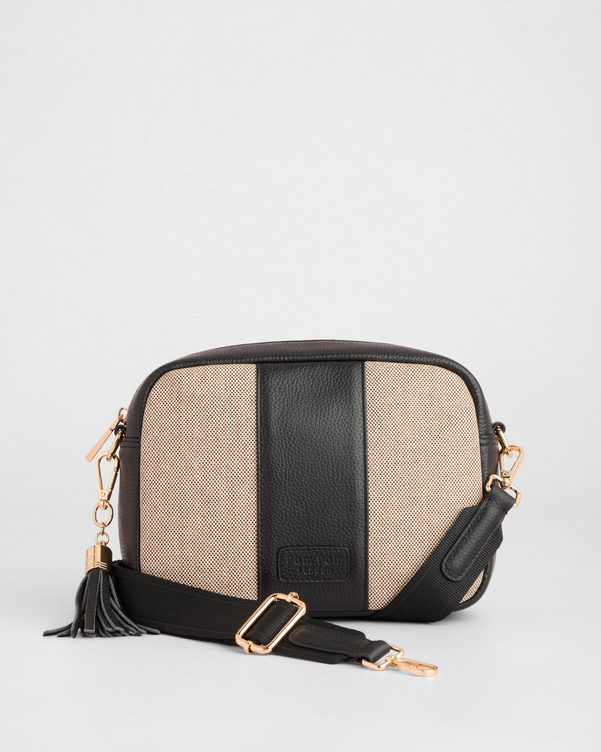 Pom Pom London City Canvas & Leather Bag Black