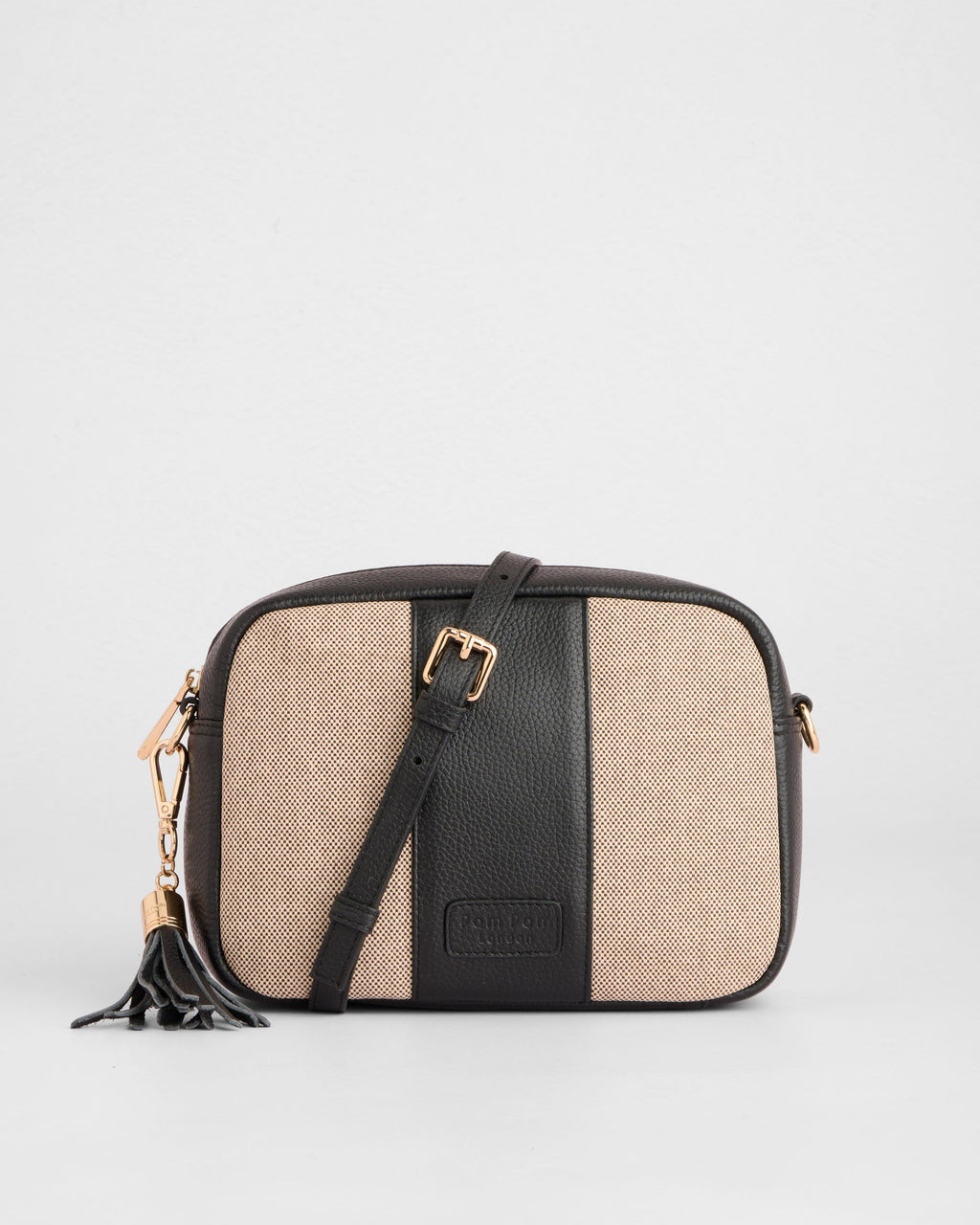 Pom Pom London City Canvas & Leather Bag Black