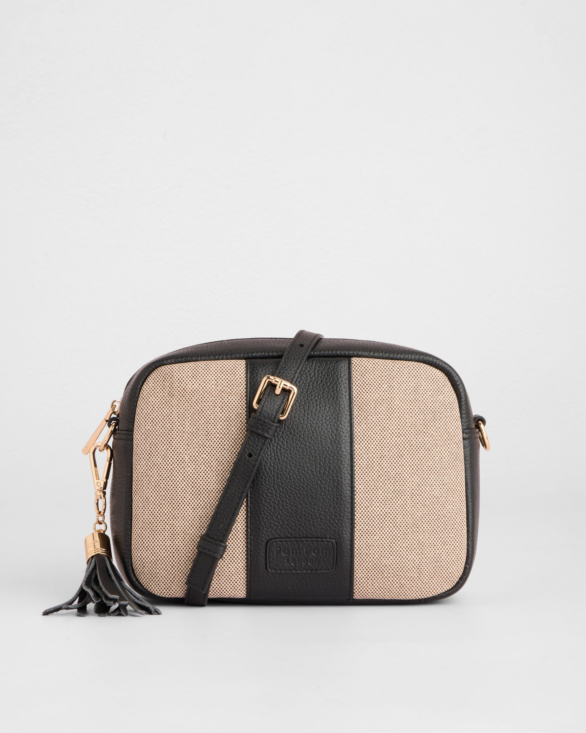 Pom Pom London City Canvas & Leather Bag Black