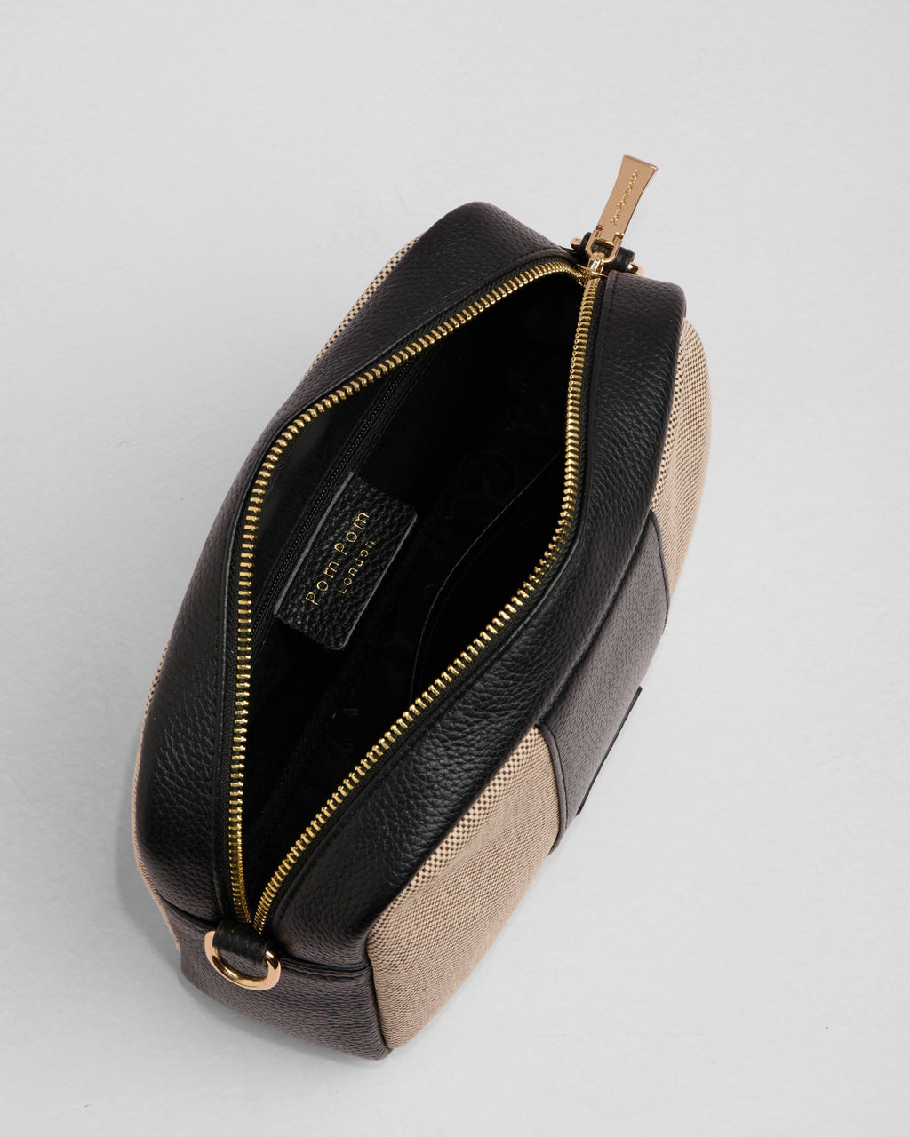 Pom Pom London City Canvas & Leather Bag Black