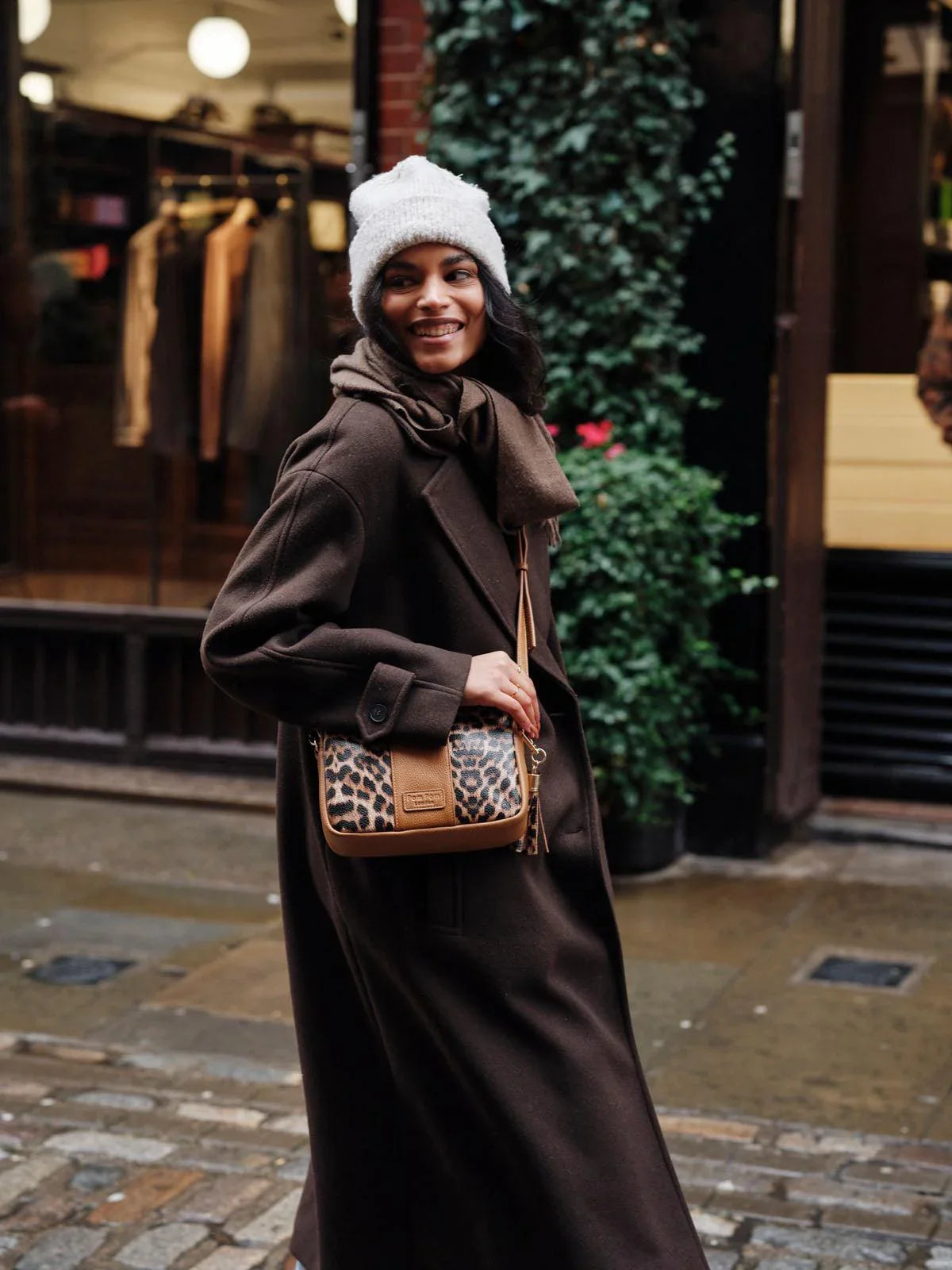 Pom Pom London City Bag Leopard Print Maple