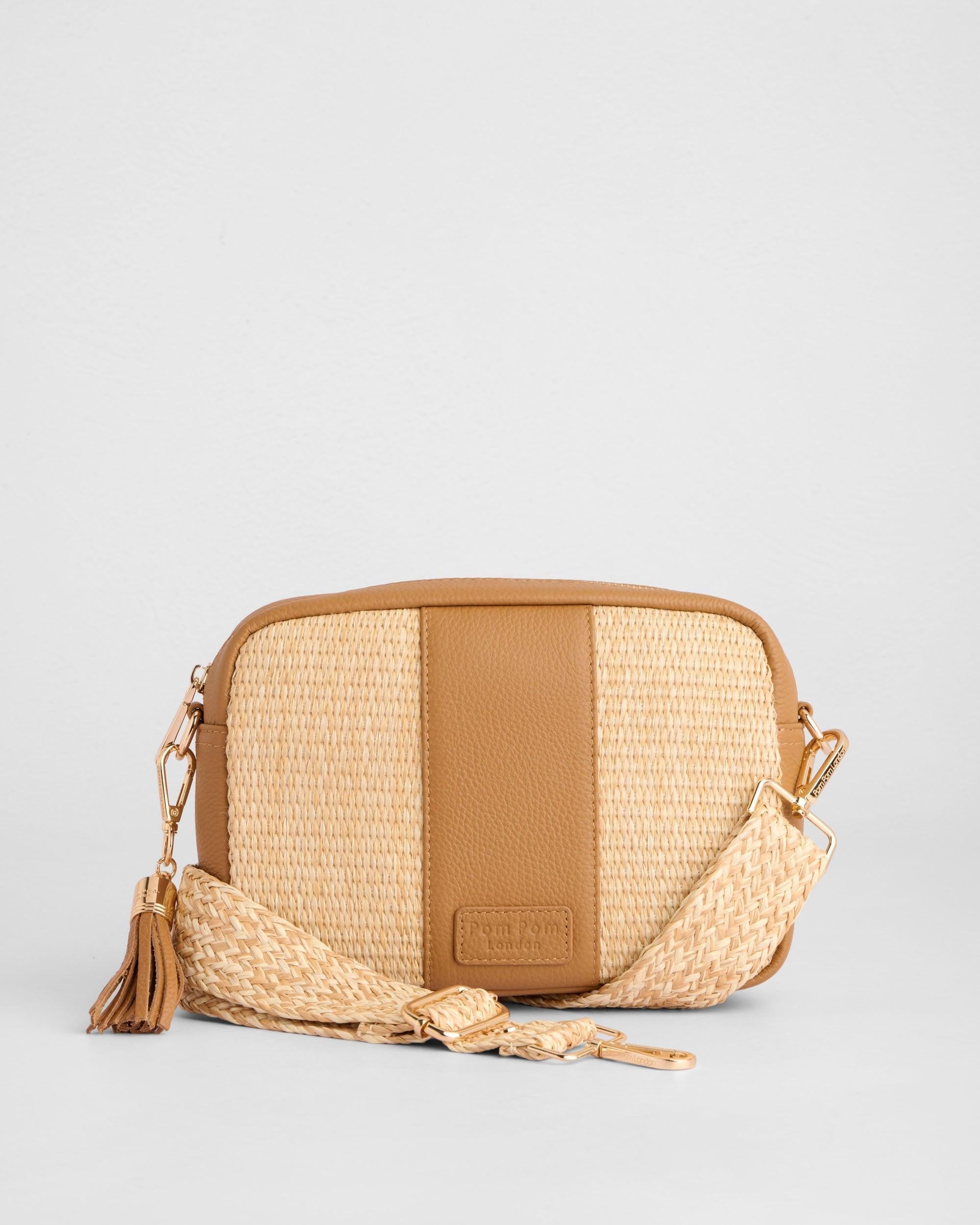 Pom Pom London City Bag Raffia & Leather Maple